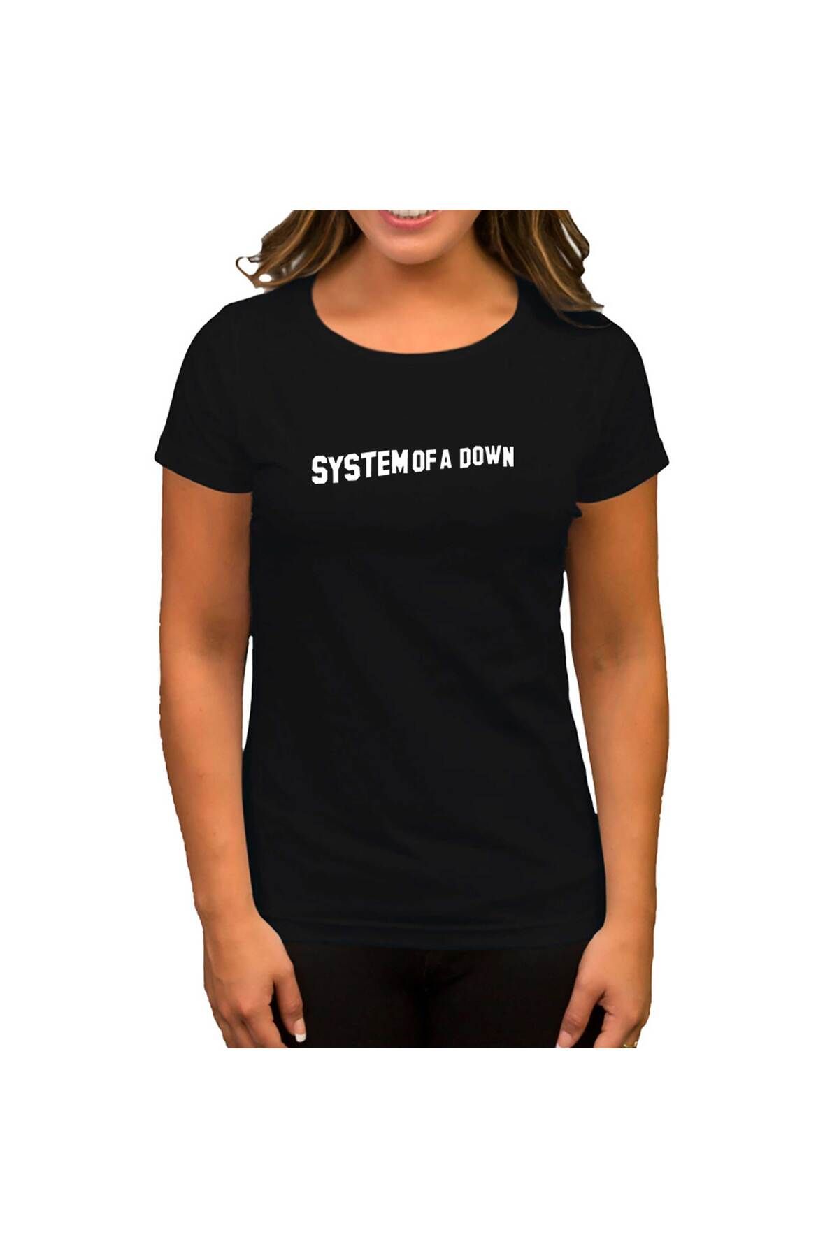 Z zepplin System of a Down Yazı Siyah Kadın Tişört