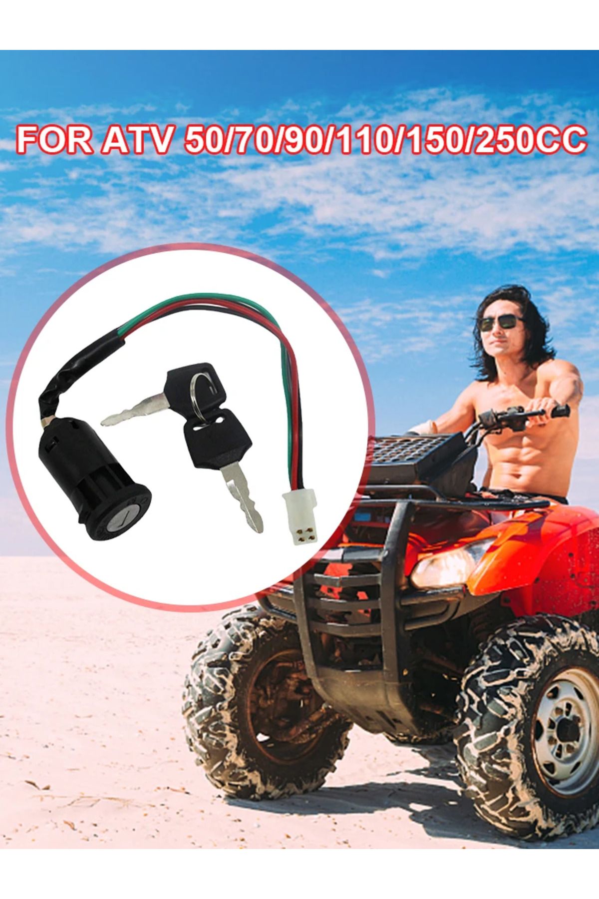Choice-Universal Motorcycle Karting Ignition Switch 4 Pin Wire On/Off Ignition Switch with Keys for ATV ... 8