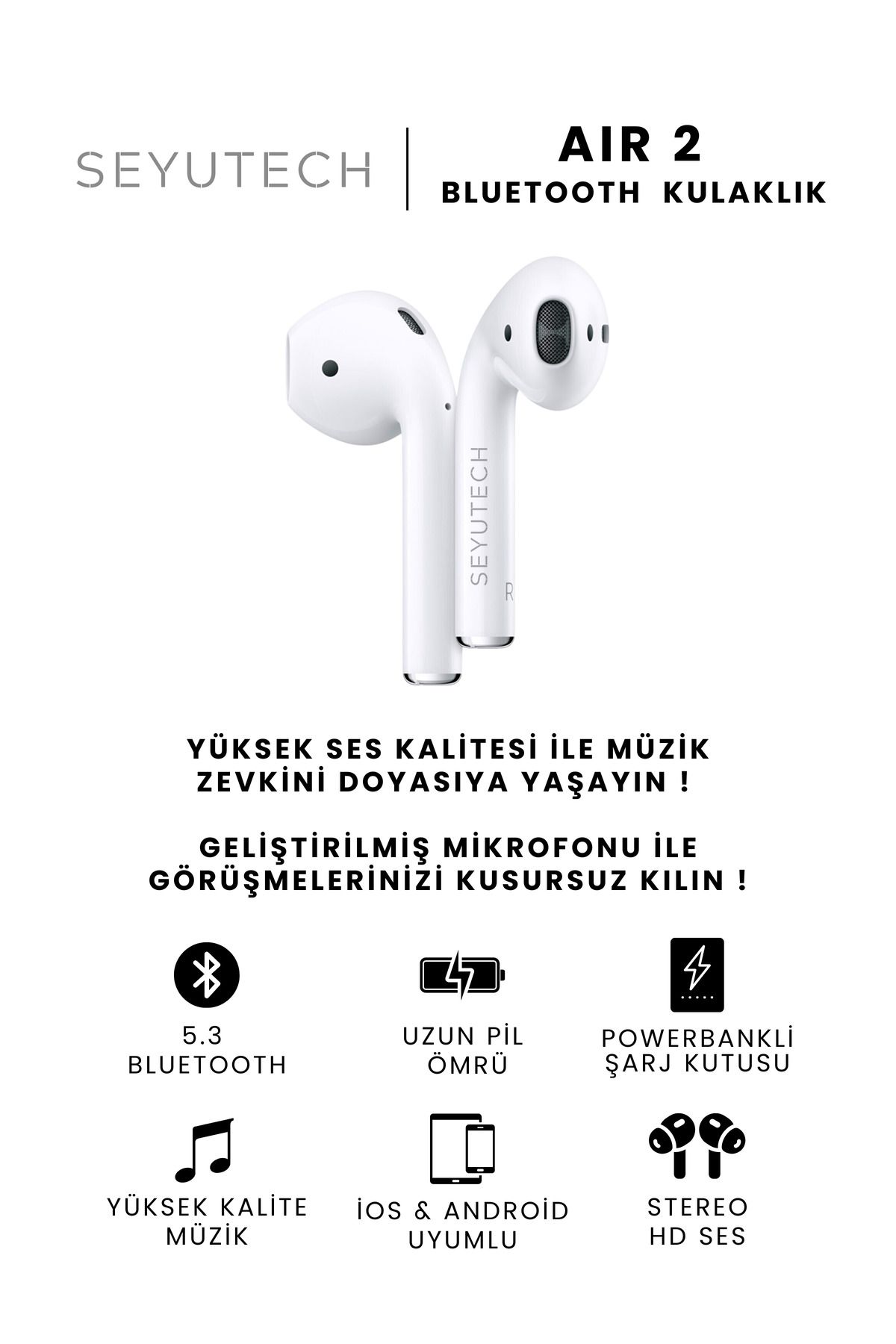 SEYUTECH Air 2 Bluetooth Kulaklık Ios Ve Android Uyumlu Kablosuz Kulaklık-2