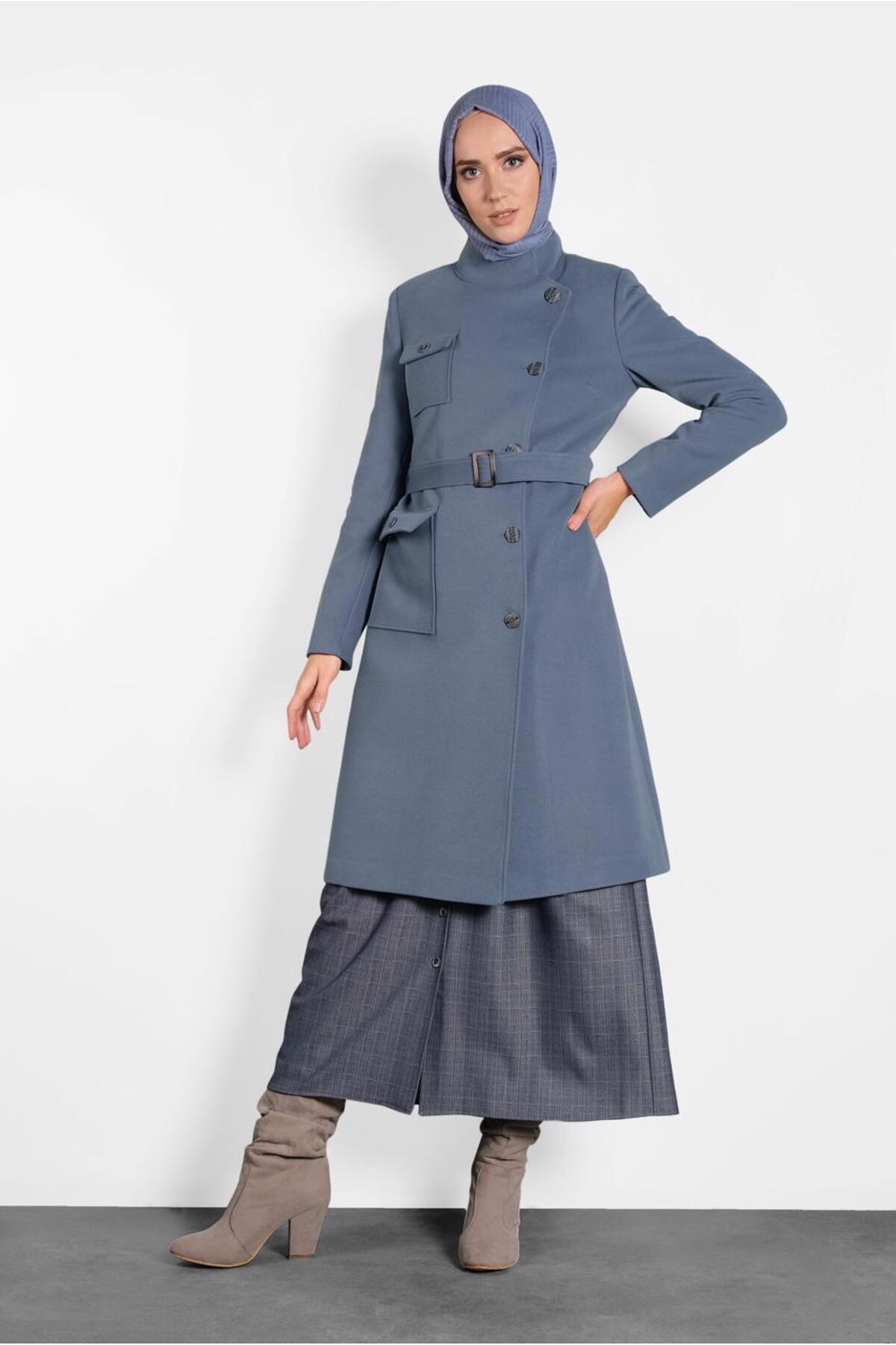 آلوینا کت دکمه‌دار کمربنددار مدل ۹۰۰۴۶