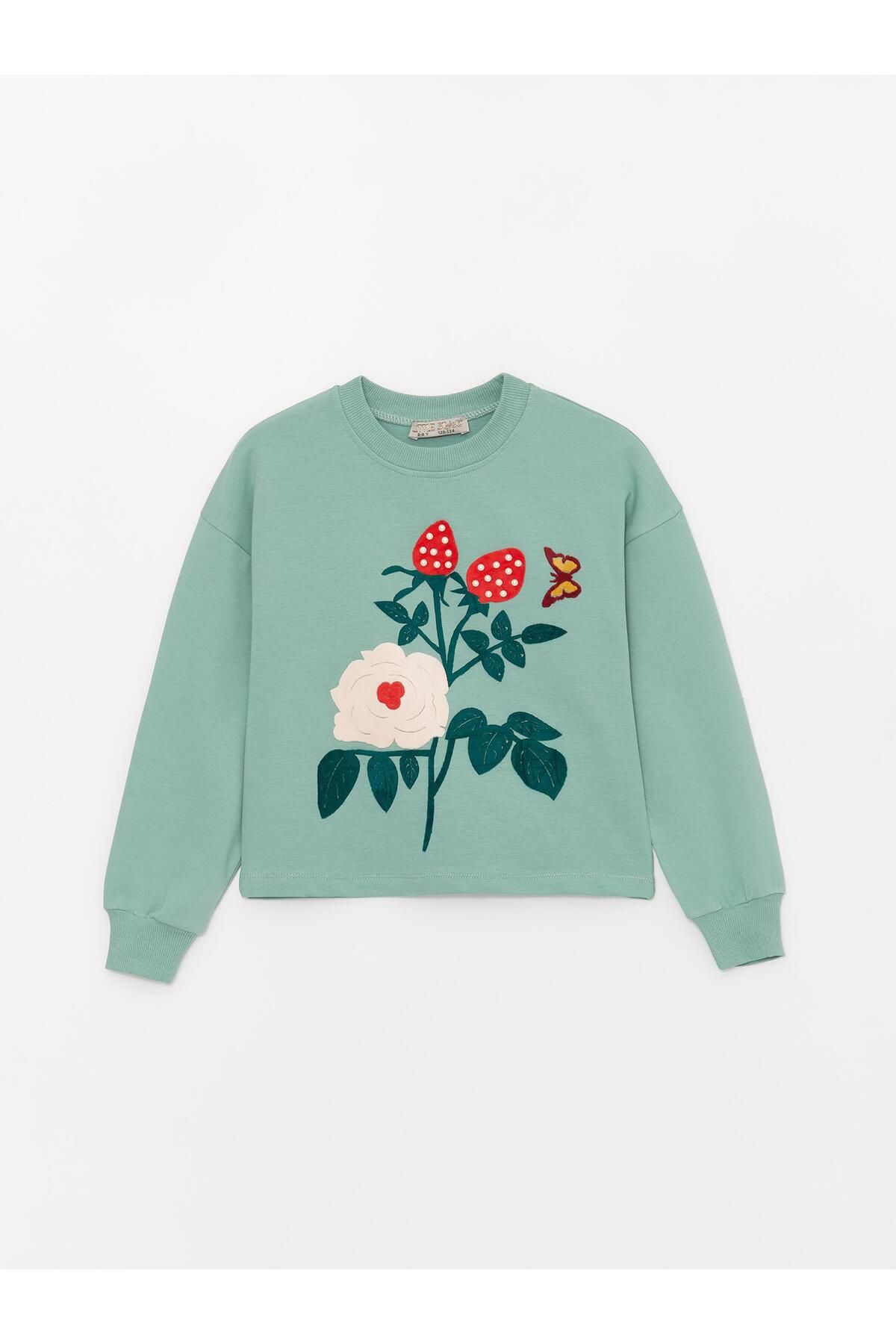 Little Star-Girl's Rose Embroidered SweatShirt 1