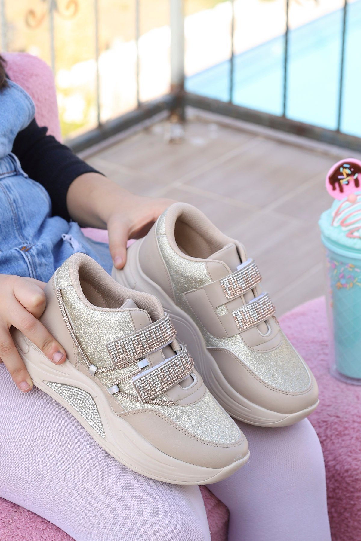 Mamito Ayakkabı-Mdl 142 Stoned Velcro Children's Sports Shoes 4