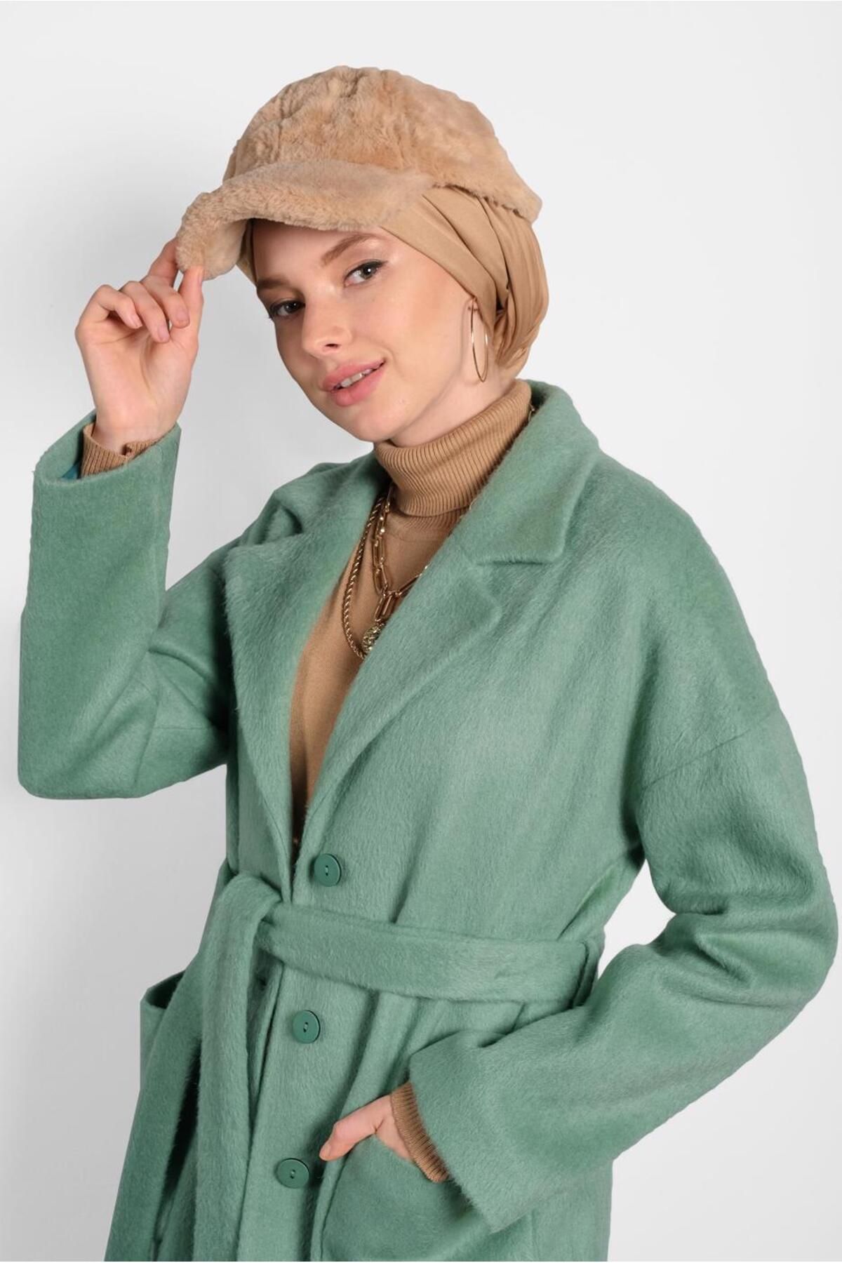 مانتو دکمه دار کلاسیک 90074 Alvina