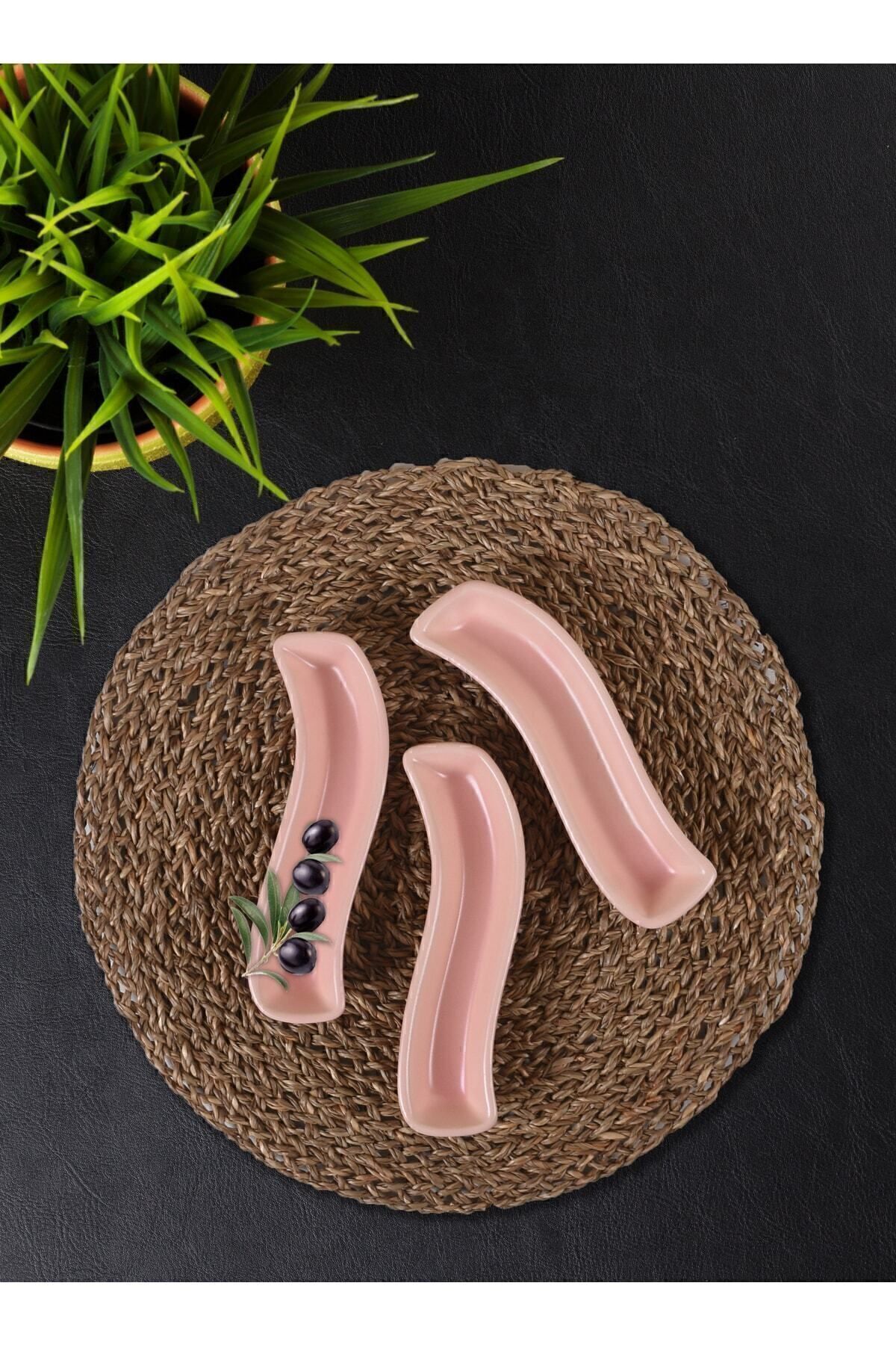 Matte Light Pink Ivory Olive Bowl 18 cm 3 pcs
