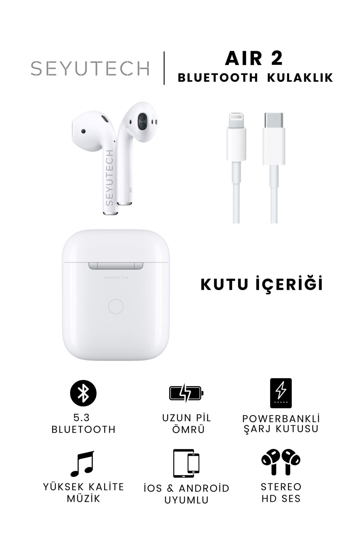 SEYUTECH Air 2 Bluetooth Kulaklık Ios Ve Android Uyumlu Kablosuz Kulaklık-6