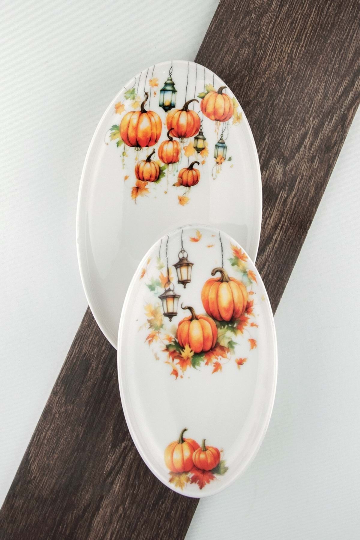 Bursa Porselen Dekor-Pumpkins 2 Size Porcelain Boat Plate 2