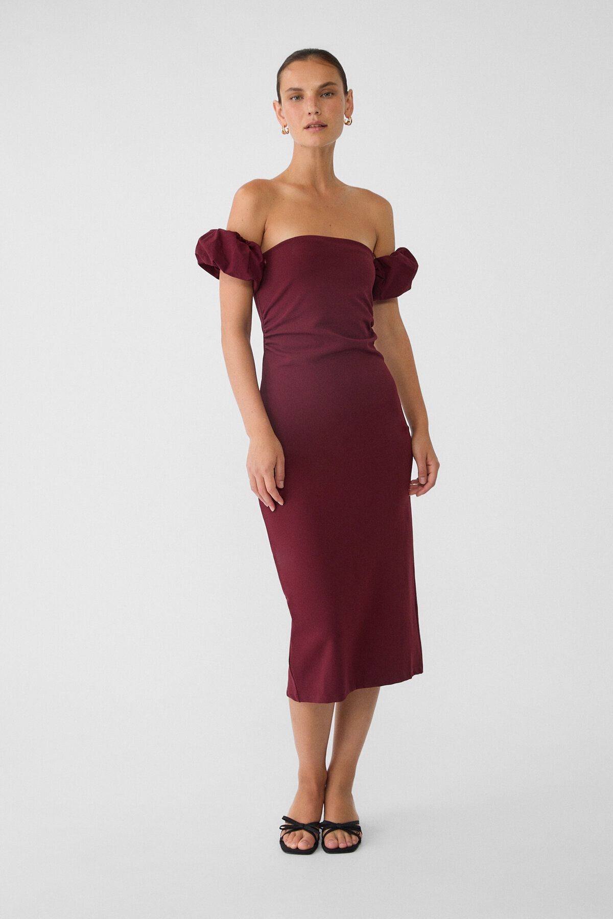 Stradivarius-Puff sleeve midi dress 2