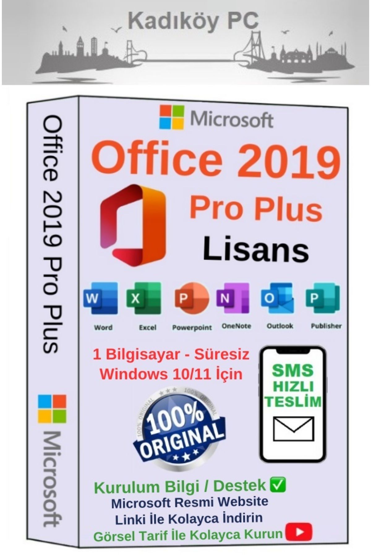 MICROSOFT Office 2019 Pro Plus Lisans - Süresiz - Windows 10 Ve Windows 11 Için - Sms Teslim