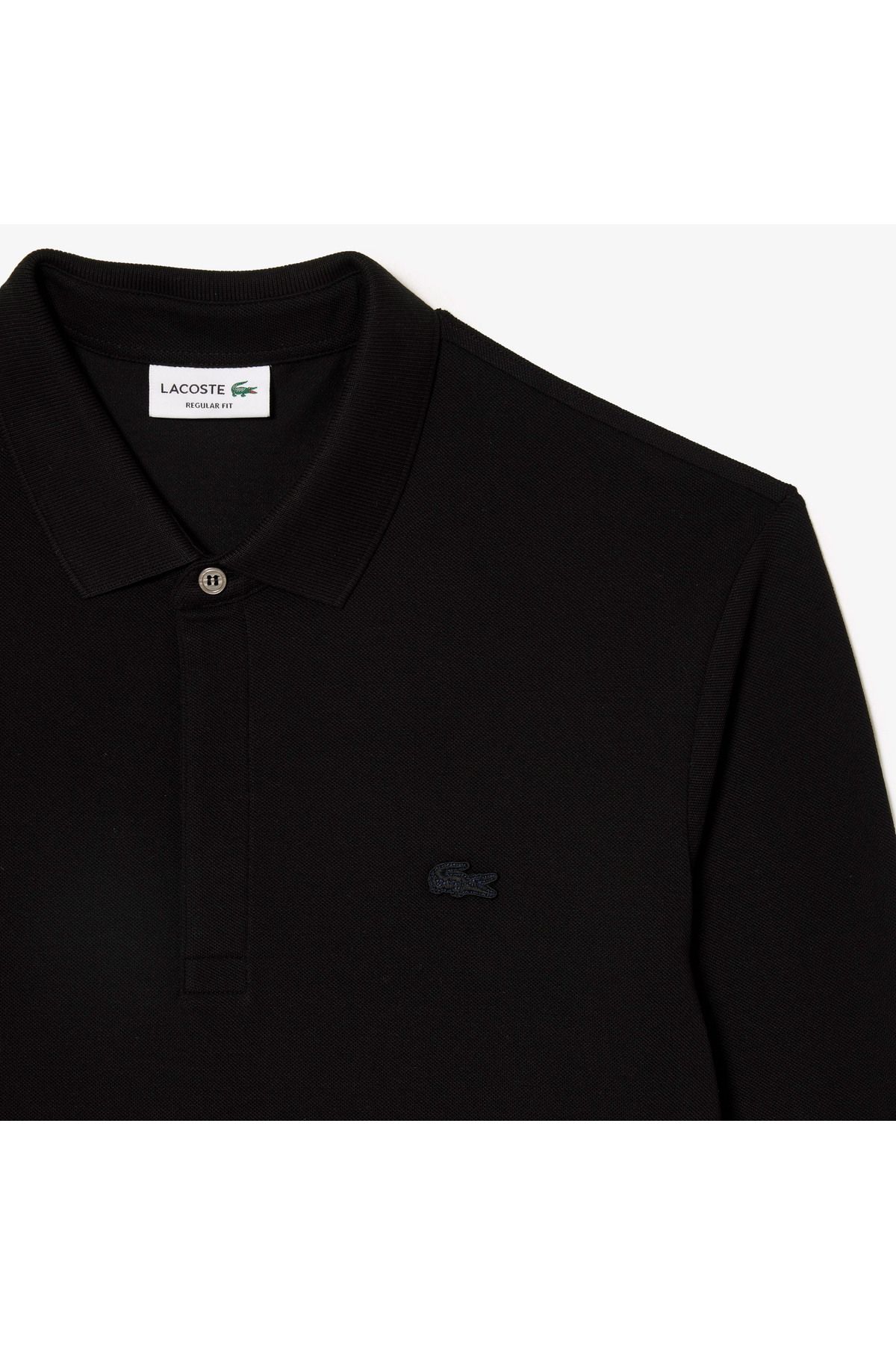 تی شرت یقه پولو مشکی مردانه آستین بلند پاریس اورجینال Lacoste