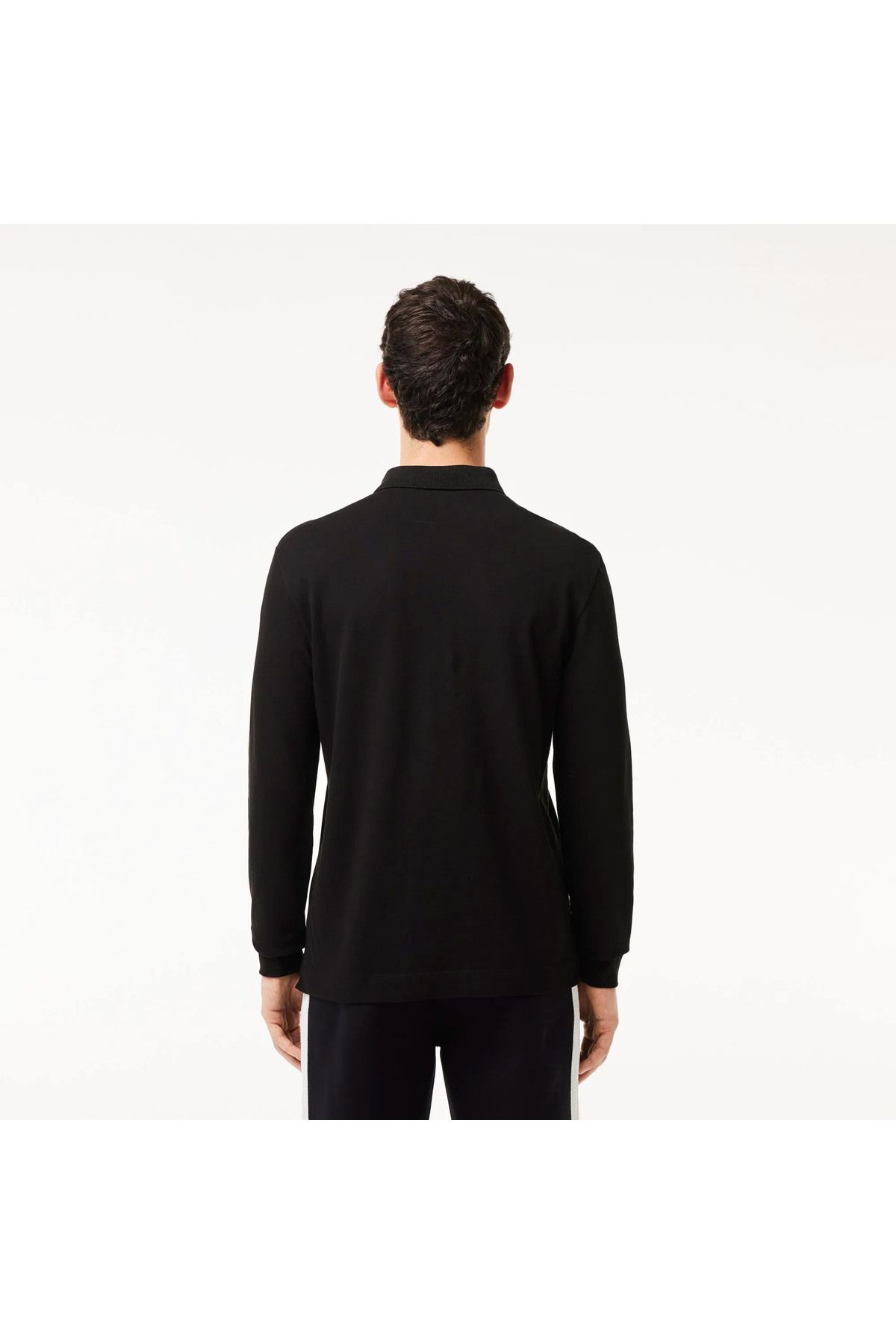 تی شرت یقه پولو مشکی مردانه آستین بلند پاریس اورجینال Lacoste