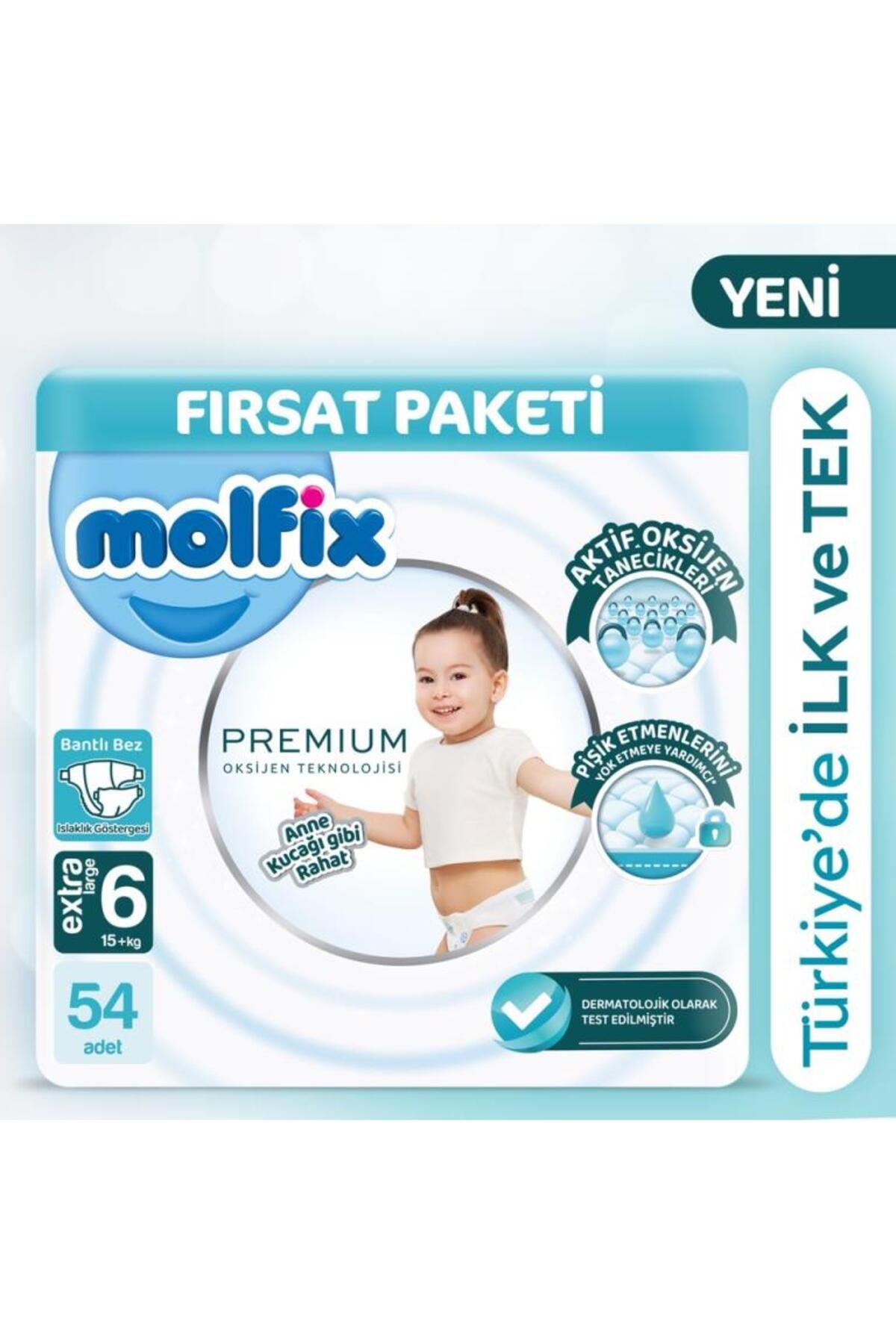 gcaksesuar Nessiworld Molfix Premium Bebek Bezi Ultra Fırsat Paketi 6 Beden 15+ Kg 54 Adet