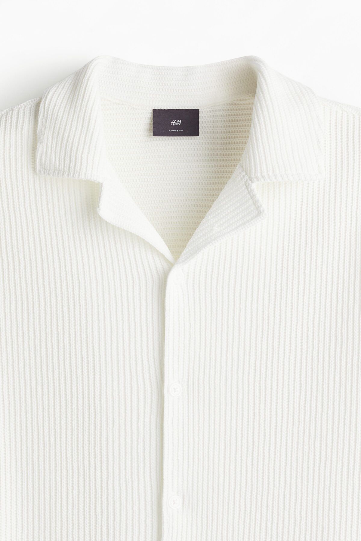 پیراهن / بلوز دکمه دار سفید مردانه یقه ریبانالی متناسب H M H&M