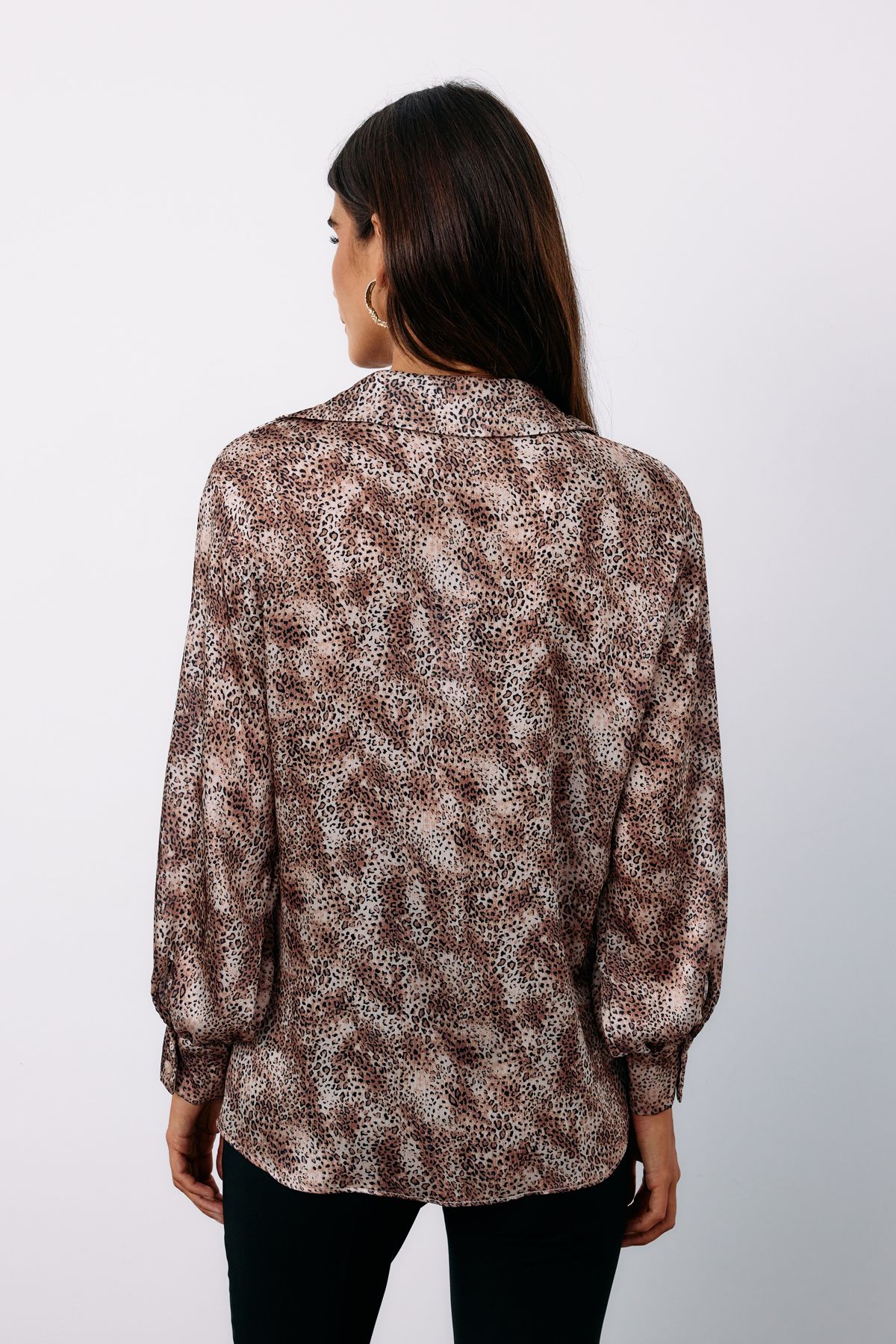 Sateen-Camel Leopard Patterned Shirt 5