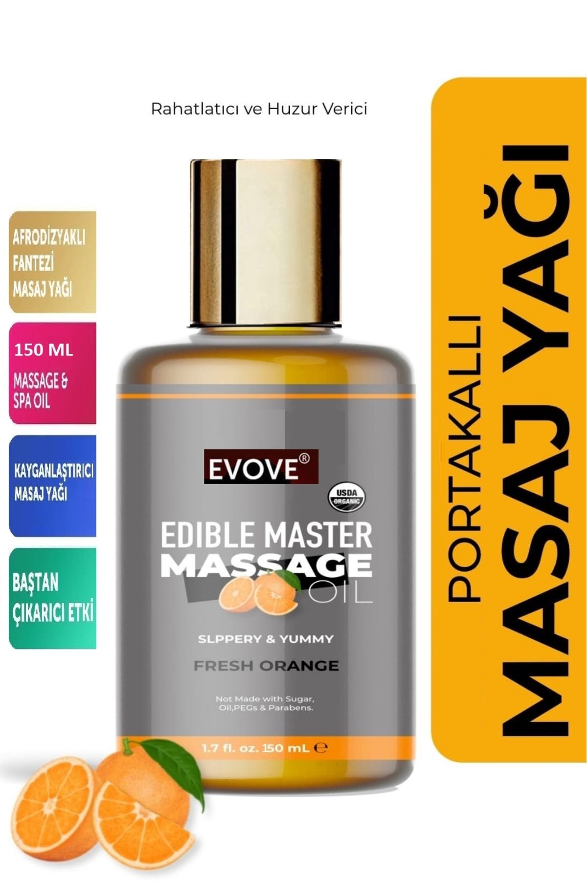 Evove Cosmetics Masaj Yağı Doğal Portakallı  Etkili Aromaterapi Masaj Jeli 150 ml