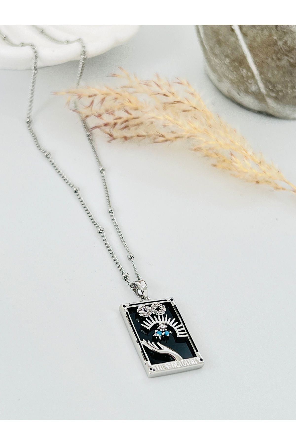 KOALA COMPANY-Steel Silver Color Miracle Tarot Card Necklace - Non-Darking No Allergy 3