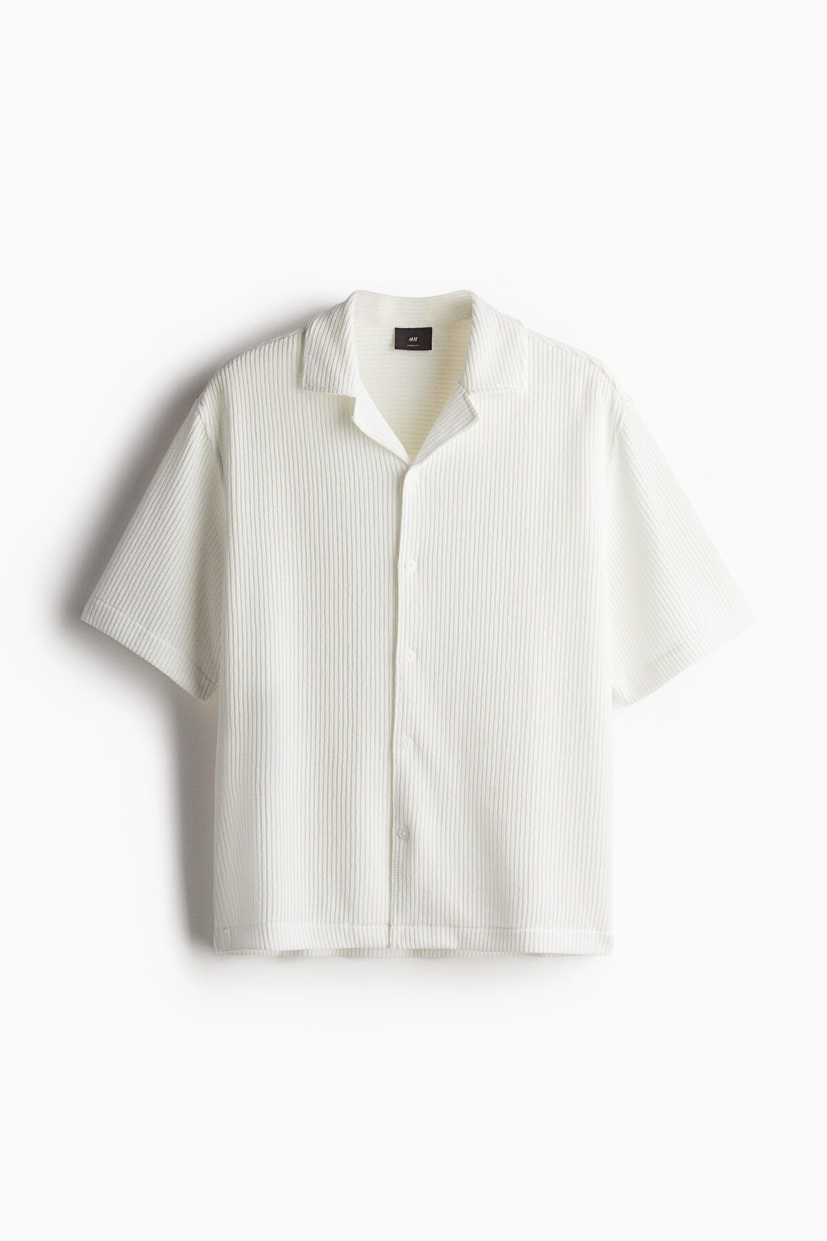 پیراهن / بلوز دکمه دار سفید مردانه یقه ریبانالی متناسب H M H&M