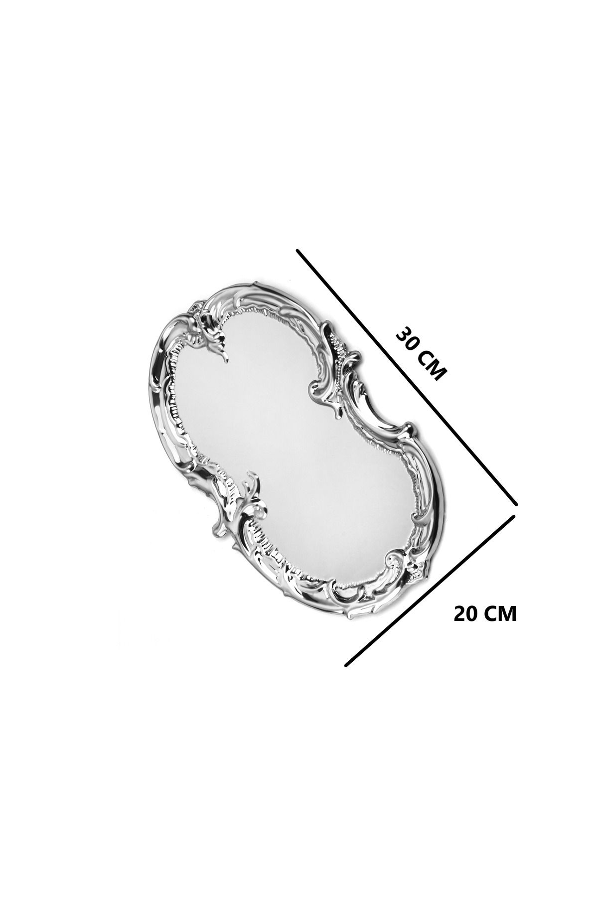 AHİR TİCARET-Silver Artnova Embroidered Patterned Coffee and Presentation Tray 1 Piece 3