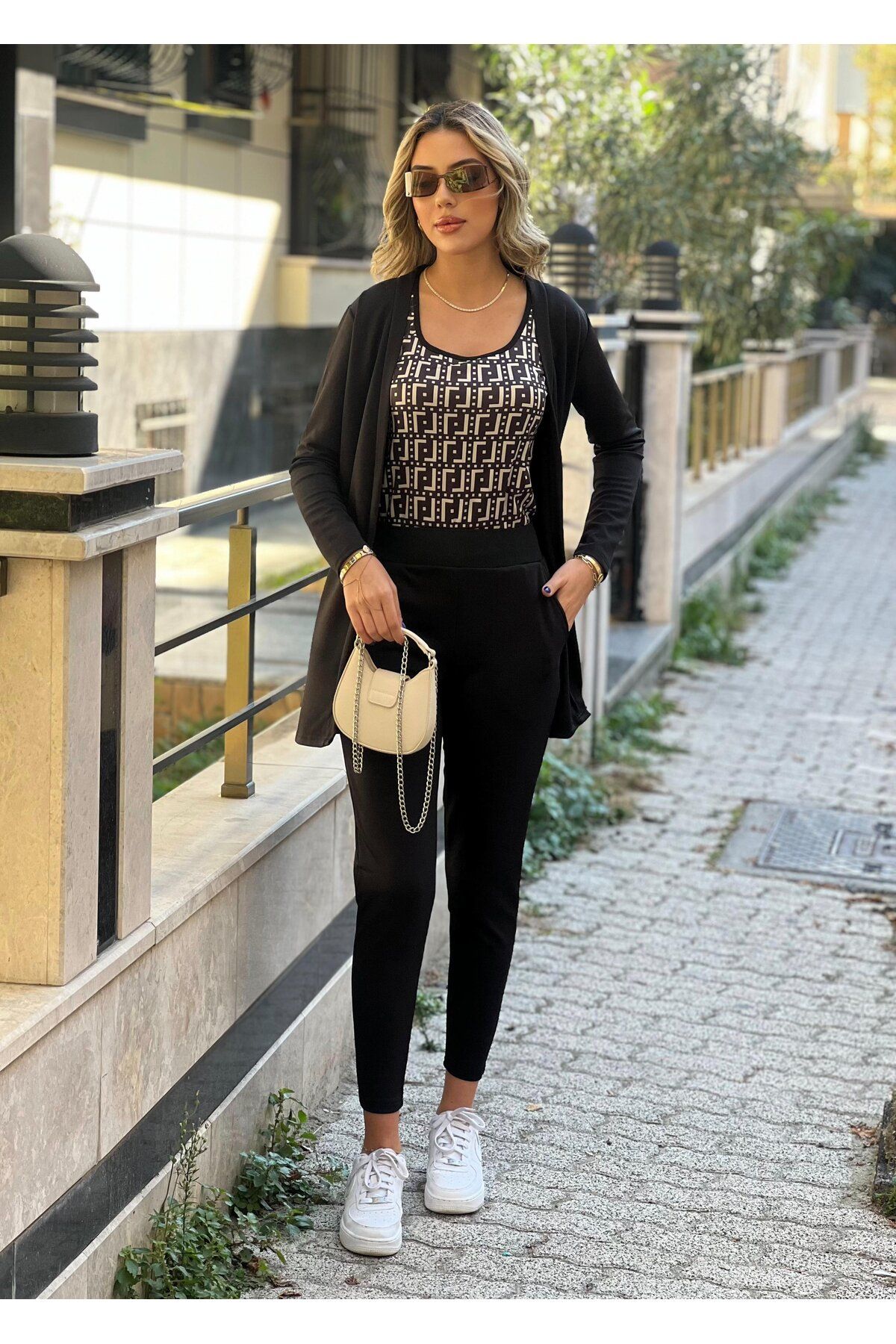 Deridün Yıldız Shoes Kadın Uzun Kollukrep üçlü Takım