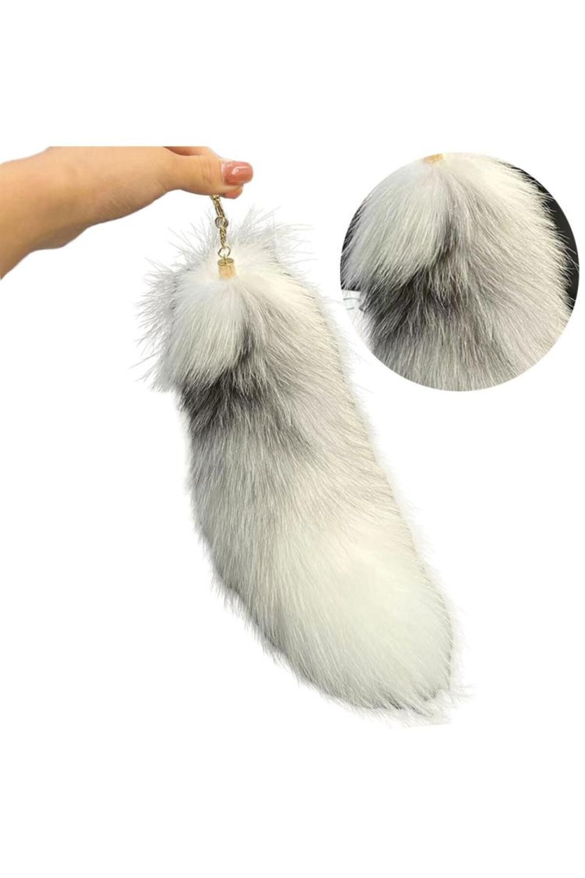 APWIKOGER-Huge Fluffy Faux Fur Fox Tail Keychain Therian Tail Fox Tail Keychain Handbag Key Chain Fluffy Fu... 8