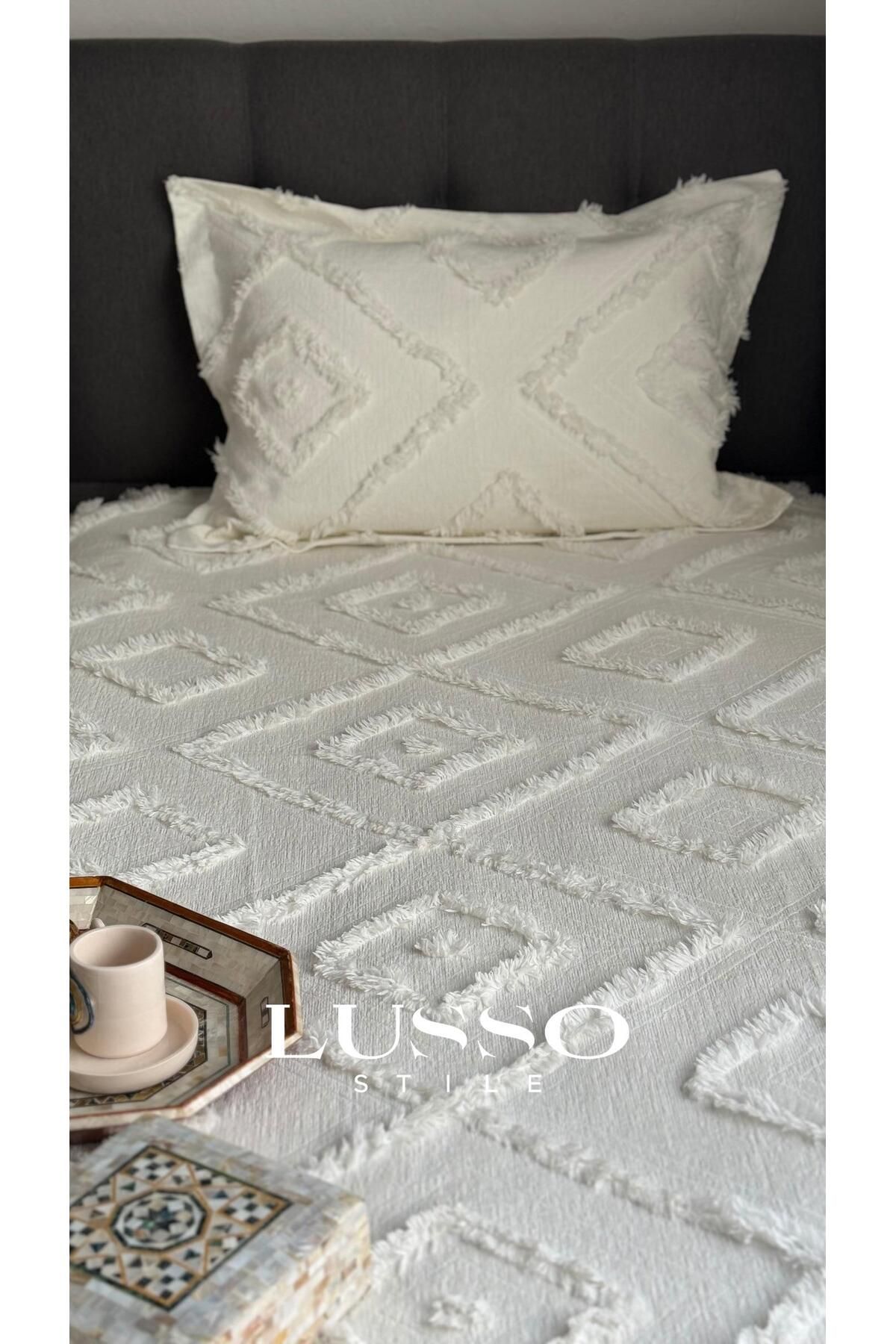 lusso stile-Scandinavian Single Tufted Bedspread 180 X 250 Single Pillow Single 5