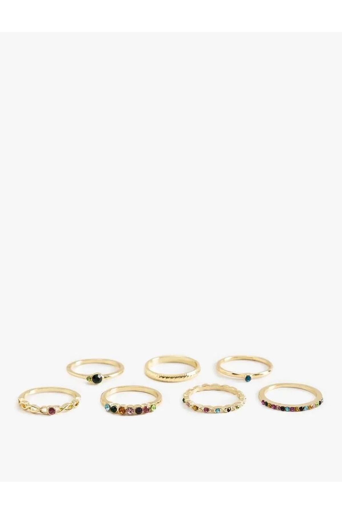 Koton-7-Piece Multicolor Women's Ring Set with Stone Detail 1