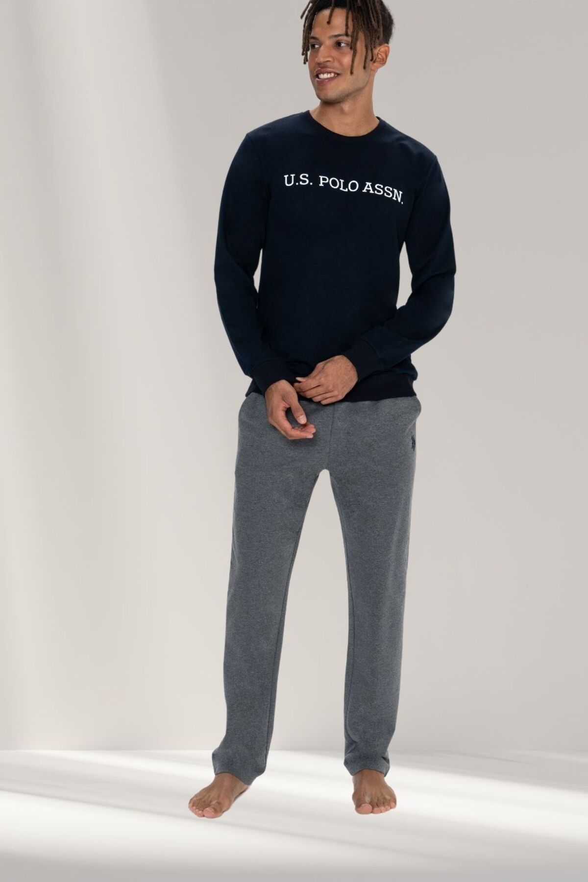 U.S. Polo Assn.-U.S. Polo Assn. Men's Navy Blue Pajama Set 3