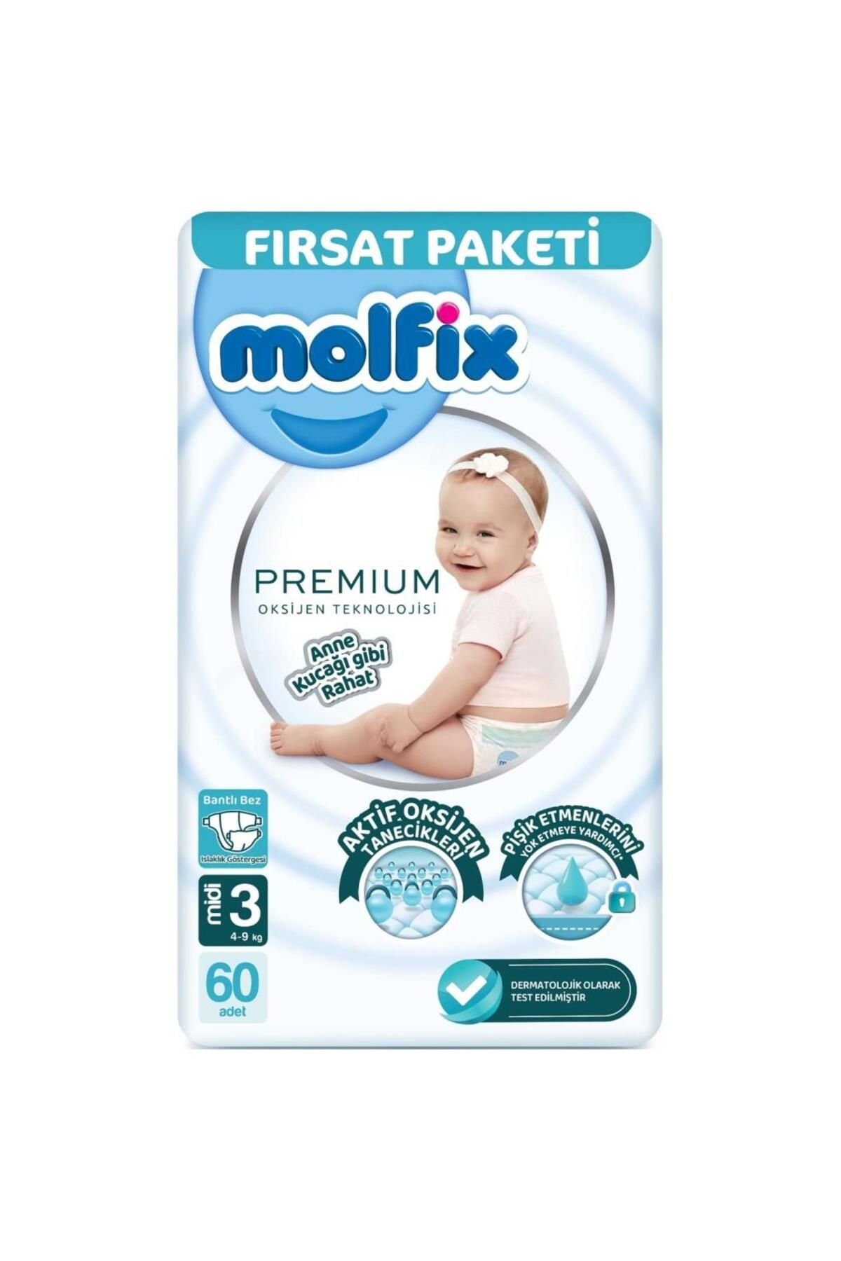 Liodora Molfix Premium Bebek Bezi Fırsat Paketi 3 Beden 4-9 Kg 60 Adet