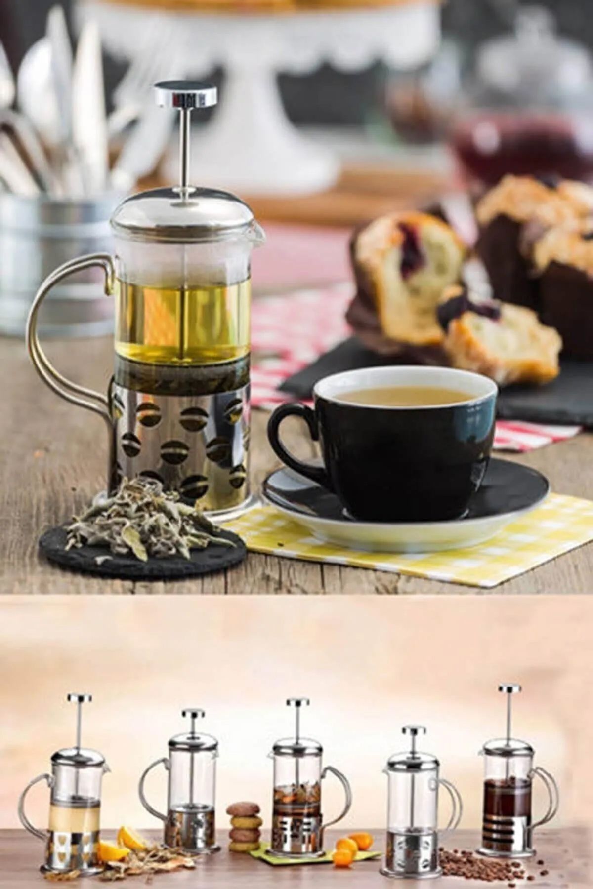 Take and Happy New Life 350Ml Çelik French Press Bitki Demleme Bardağı Bls Fp 350