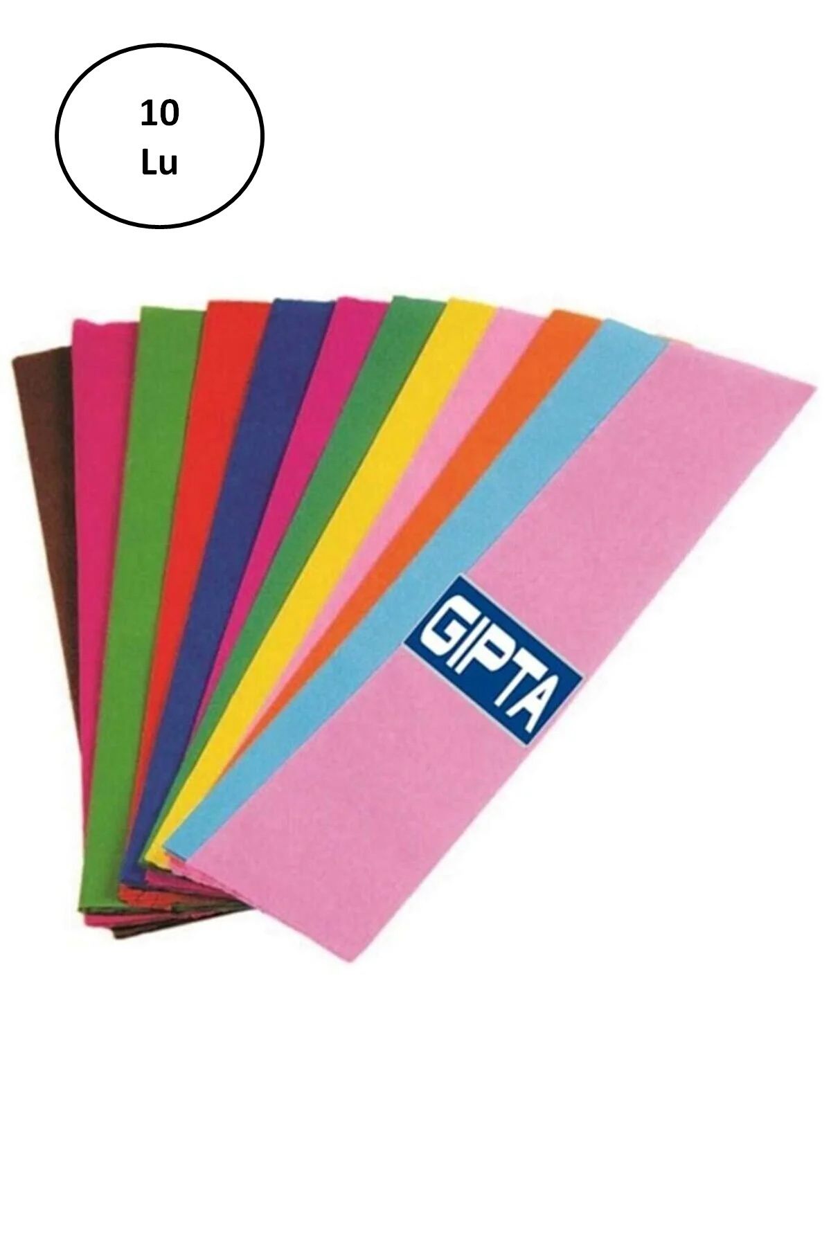 Kapamarka Gıpta Renkli Krapon Kağıdı 50cm X 2mt Karışık (10 Lu Paket)