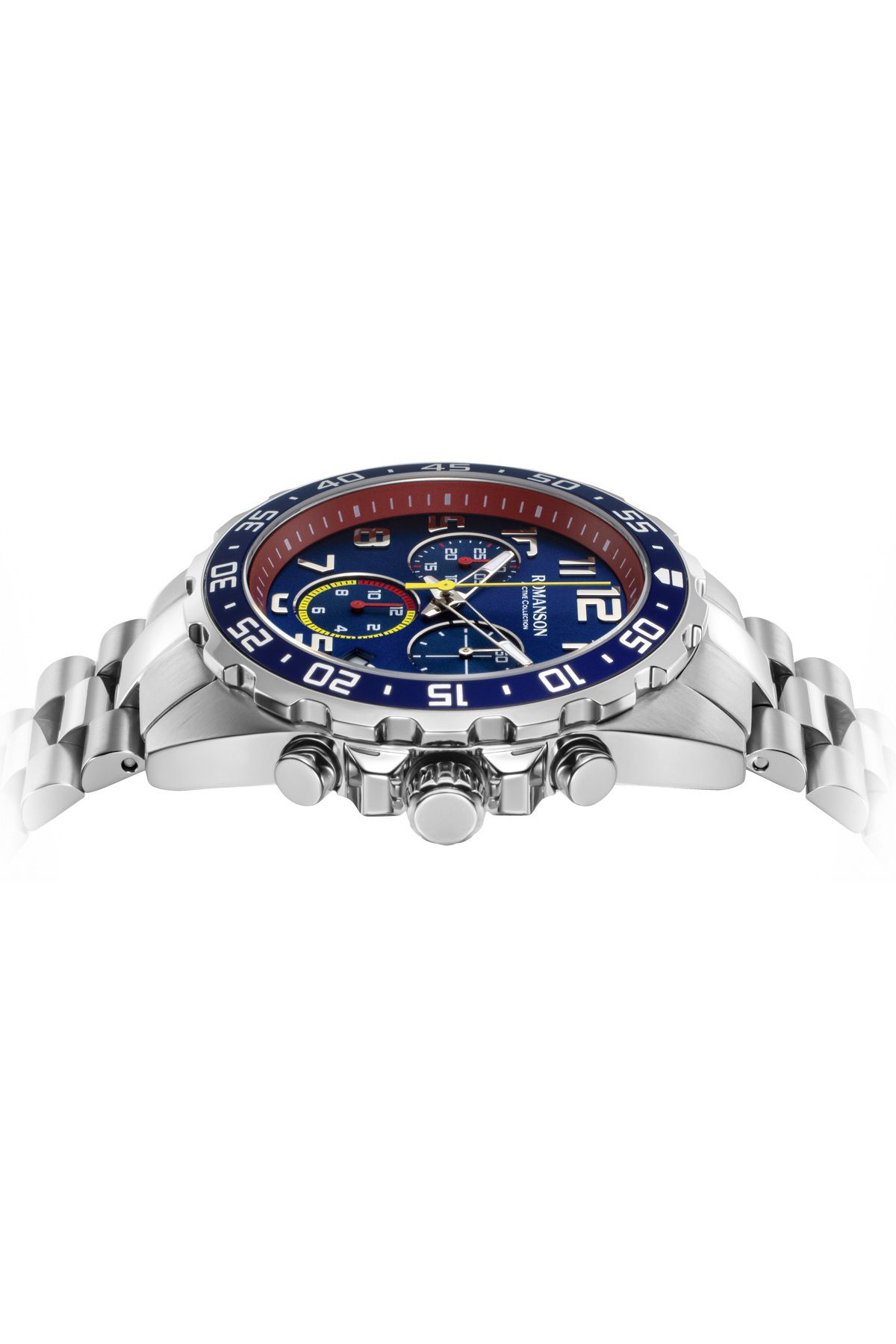 Romanson-Am0001hmwwa42w الياقوت الزجاج السويسري الكوارتز الصلب حالة الصلب الحبل ساعة توقيت ساعة اليد الرجالية 4