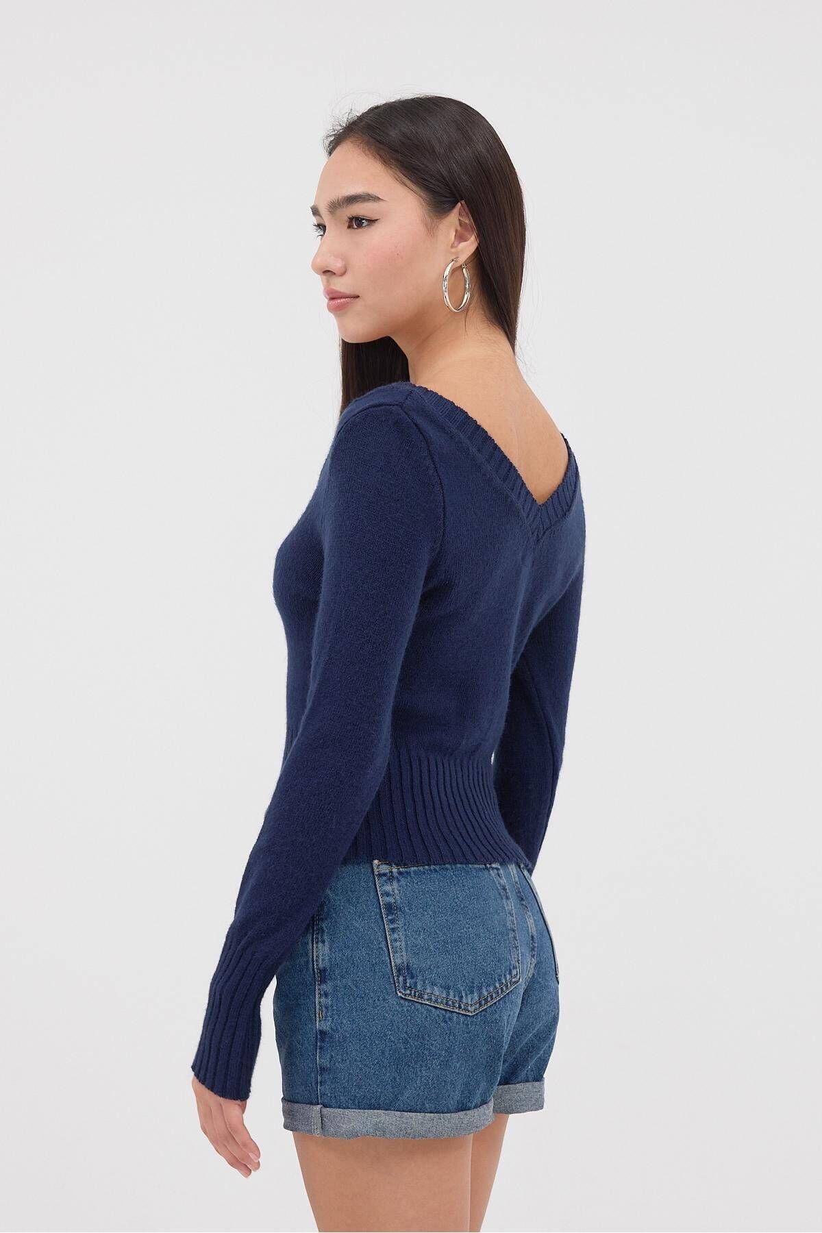 Addax-Front and Back V-Neck Knitwear Sweater K3395-D12 5