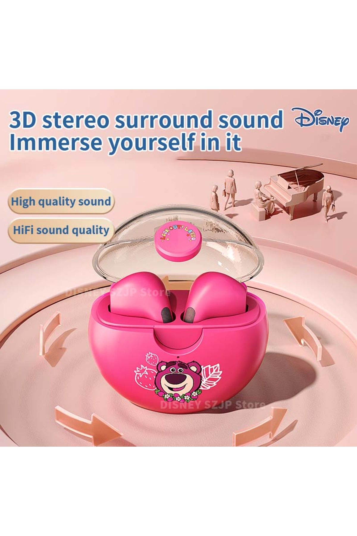 Choice-New Disney Q50 Stitch Angel Wireless Bluetooth 5.3 Earphones HiFi Surround Sound Headset Smart To... 5