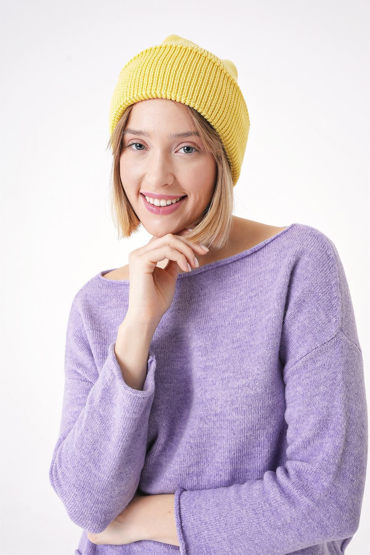 CHUBA-Thessaloniki Knitted Women's Beret Yellow - 25W5004 2