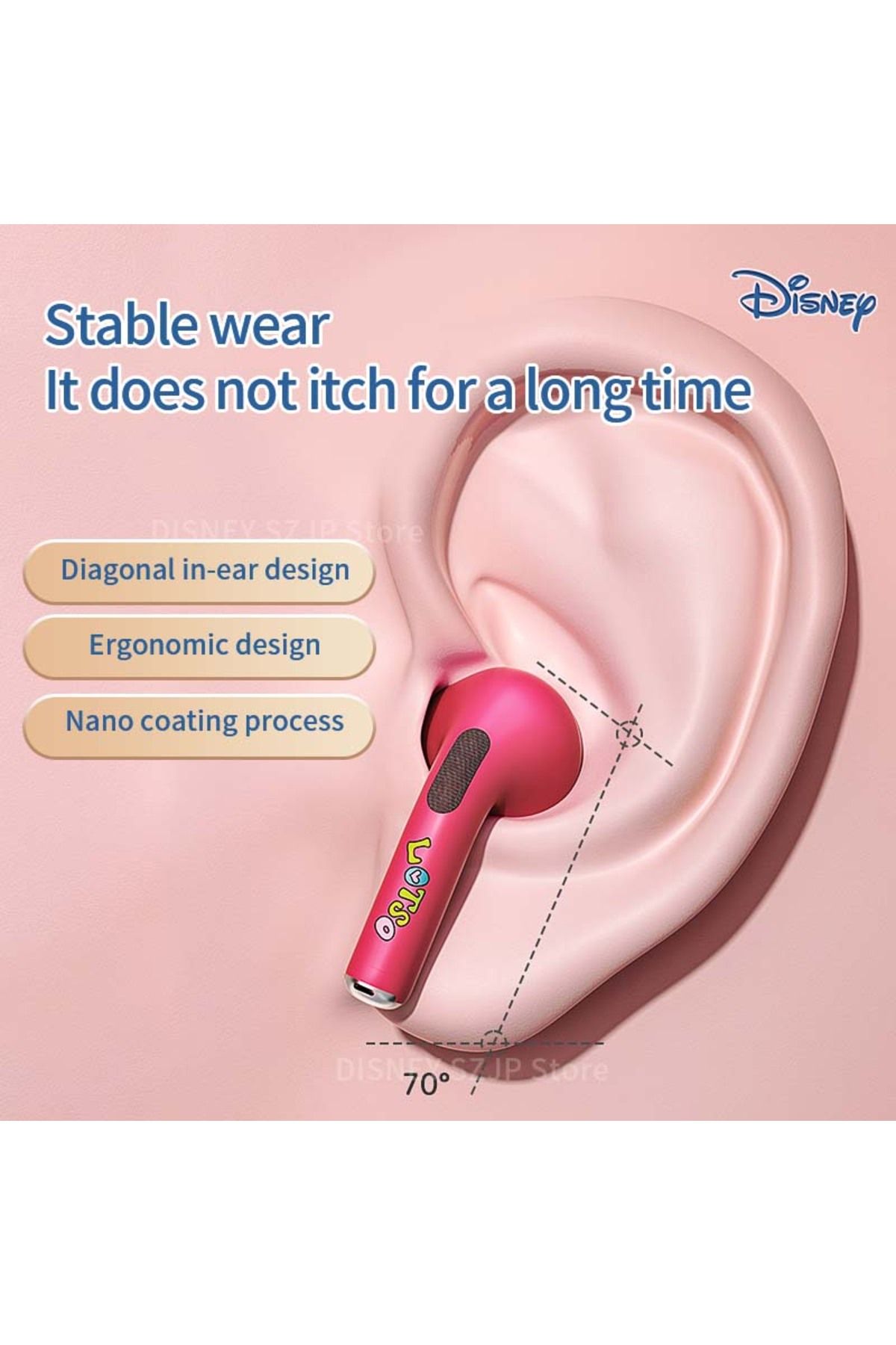 Choice-New Disney Q50 Stitch Angel Wireless Bluetooth 5.3 Earphones HiFi Surround Sound Headset Smart To... 7