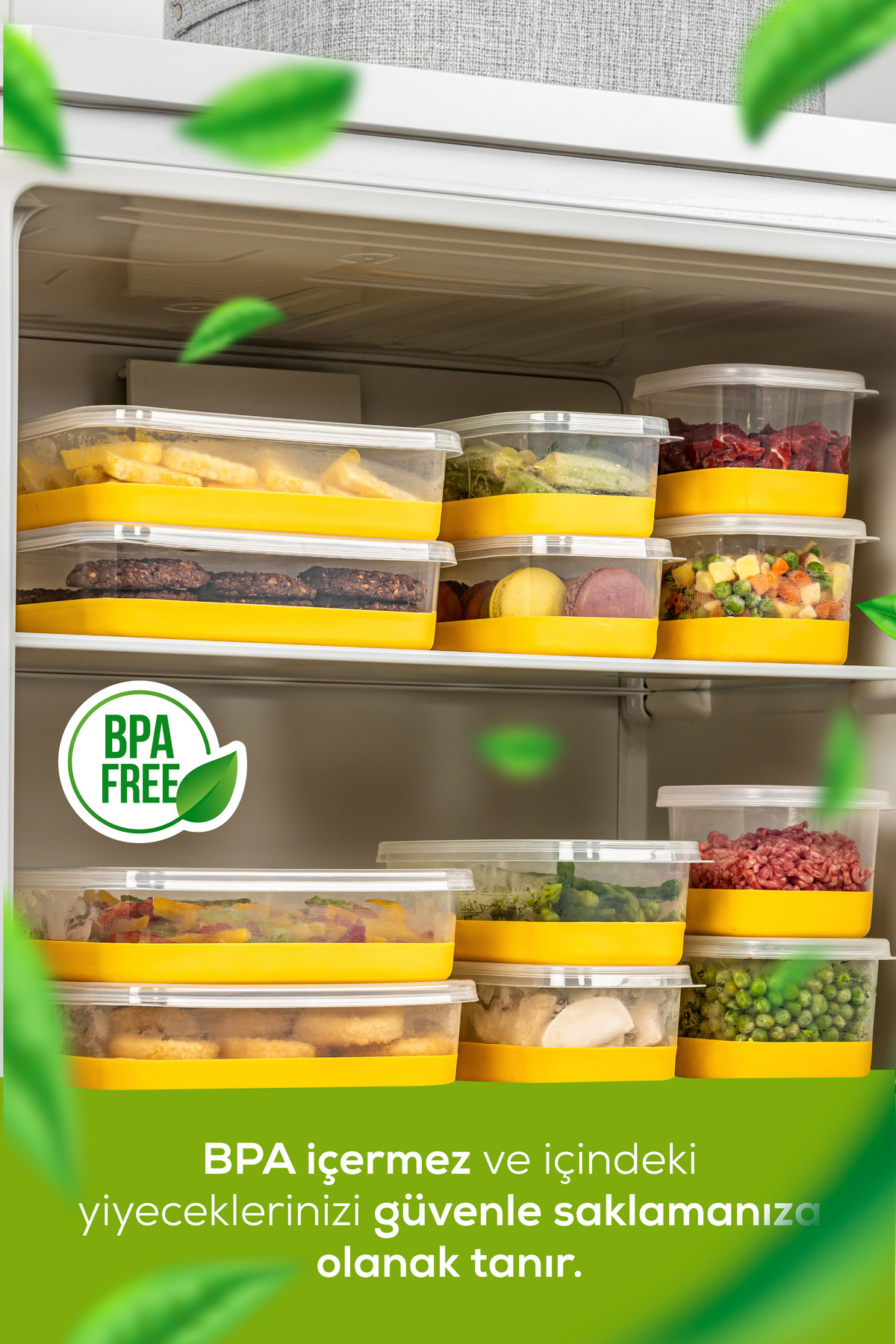 Vienev-550 ml Silicone Based 8 Piece Deep Freezer - Freeze Storage Container - Yellow 3
