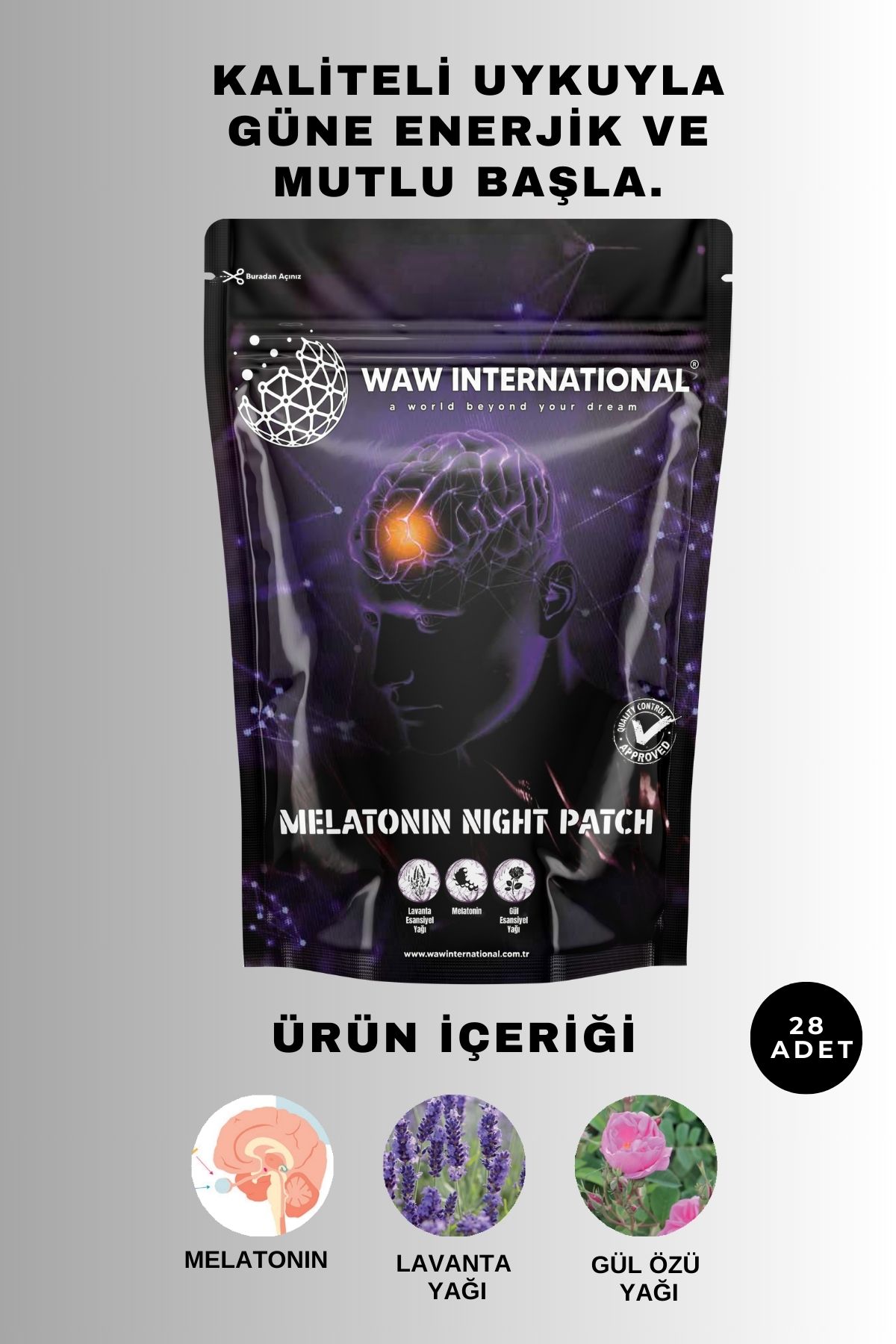 waw international Melatonin Night Patch - Hızlı Uykuya Geçiş Ve Kaliteli Uyku Için Melatonin Desteği 28 Adet