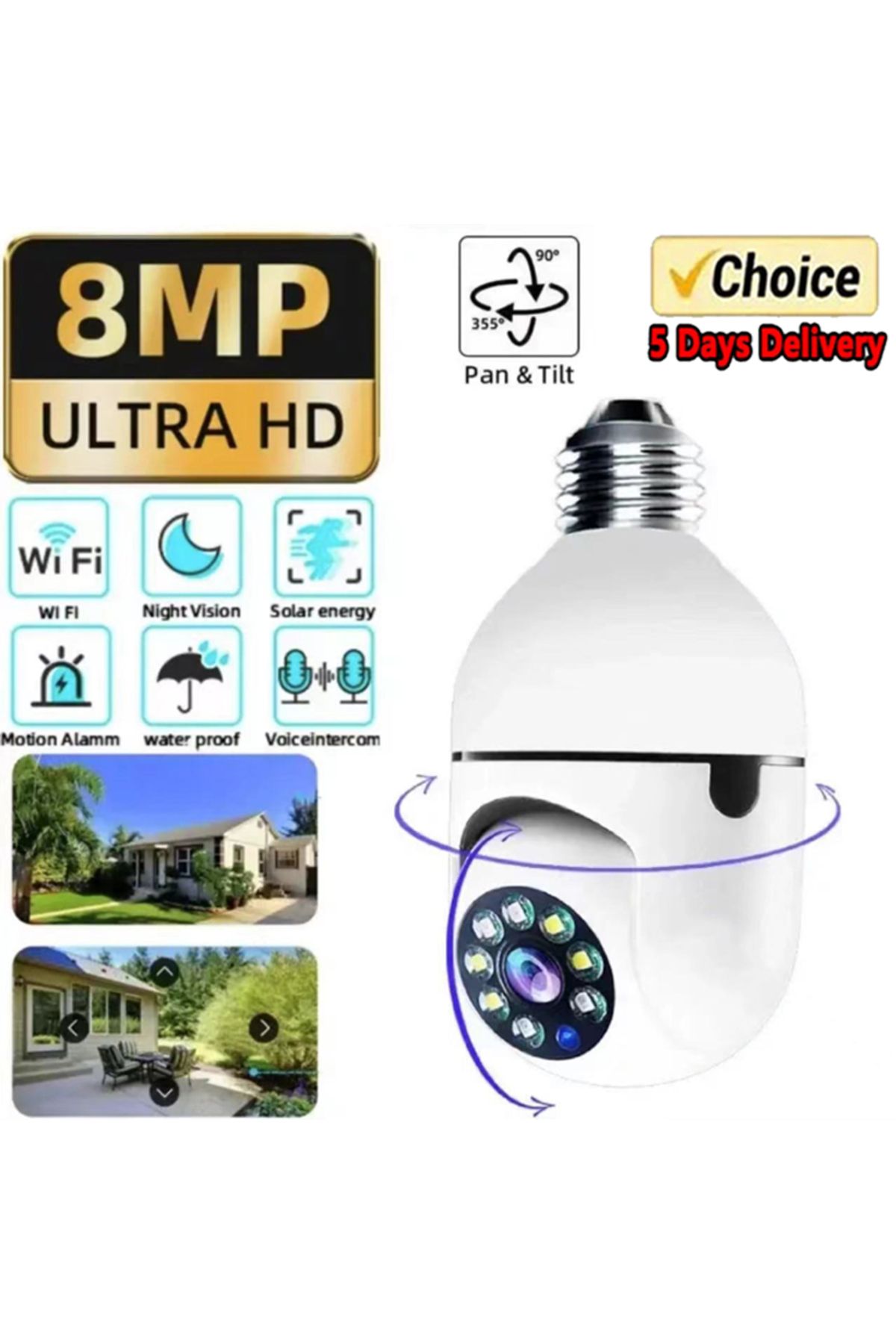 Choice-E27 Bulb Camera 4X Digital Zoom AI Human Motion Detect Full Color Night Vision Surveillance Camer... 8