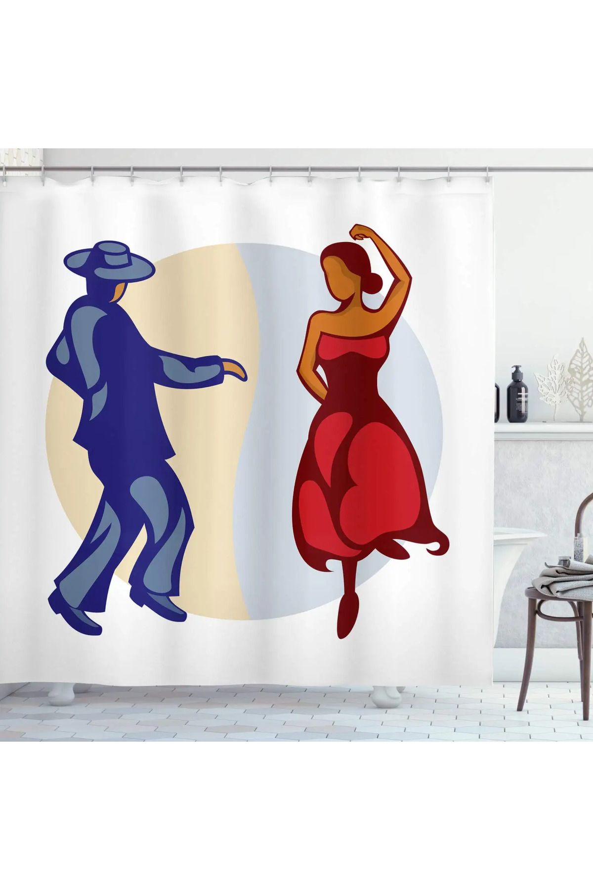 Choice-Spanish Shower Curtain,Flamenco Dancers Couple Performing In Historical Folk Dress Latino Traditi... 7