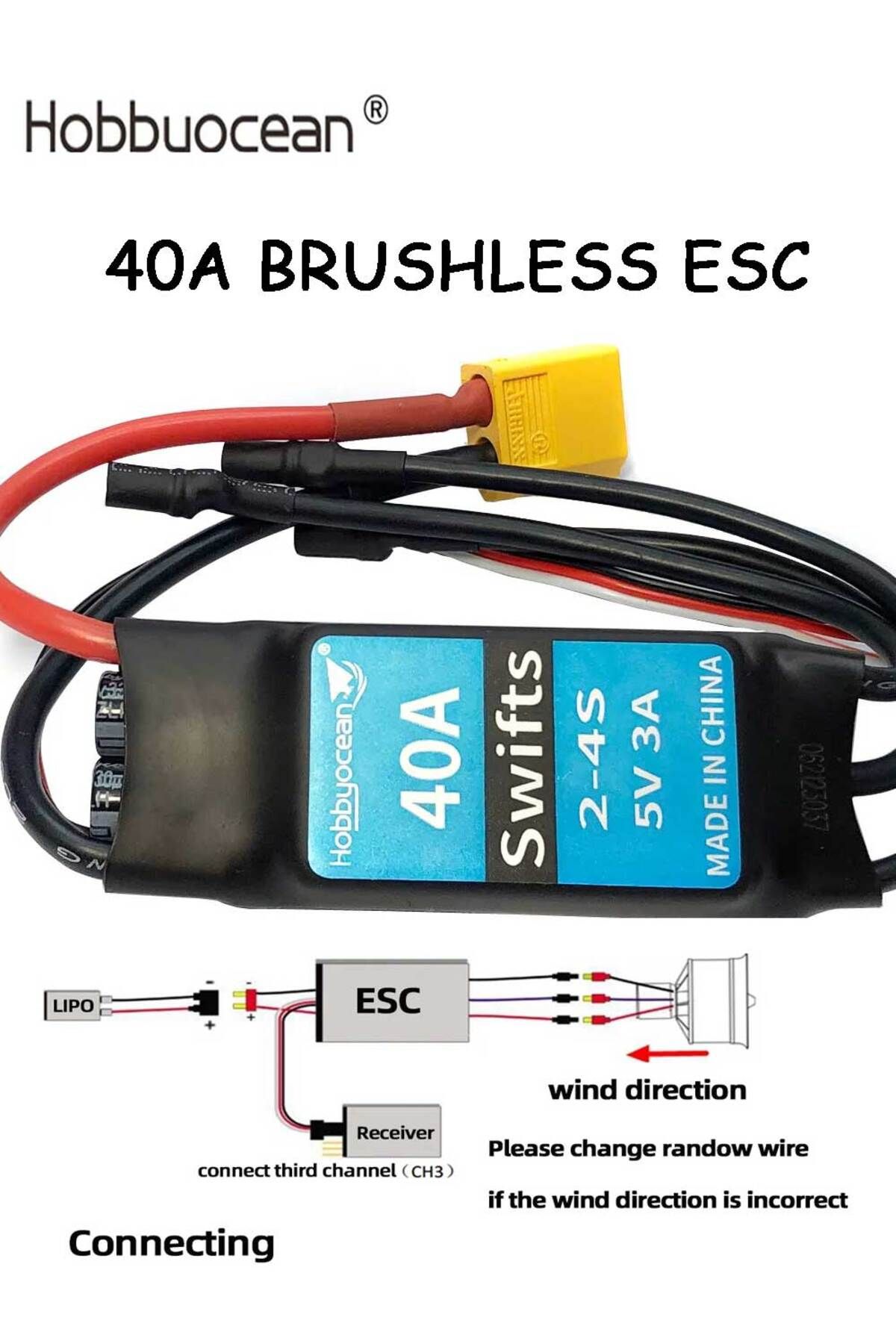 Choice-Hobbyocean 40A Brushless ESC Electric Speed Controller 2-4S for RC FPV Quadcopter Aircraft Model ... 8