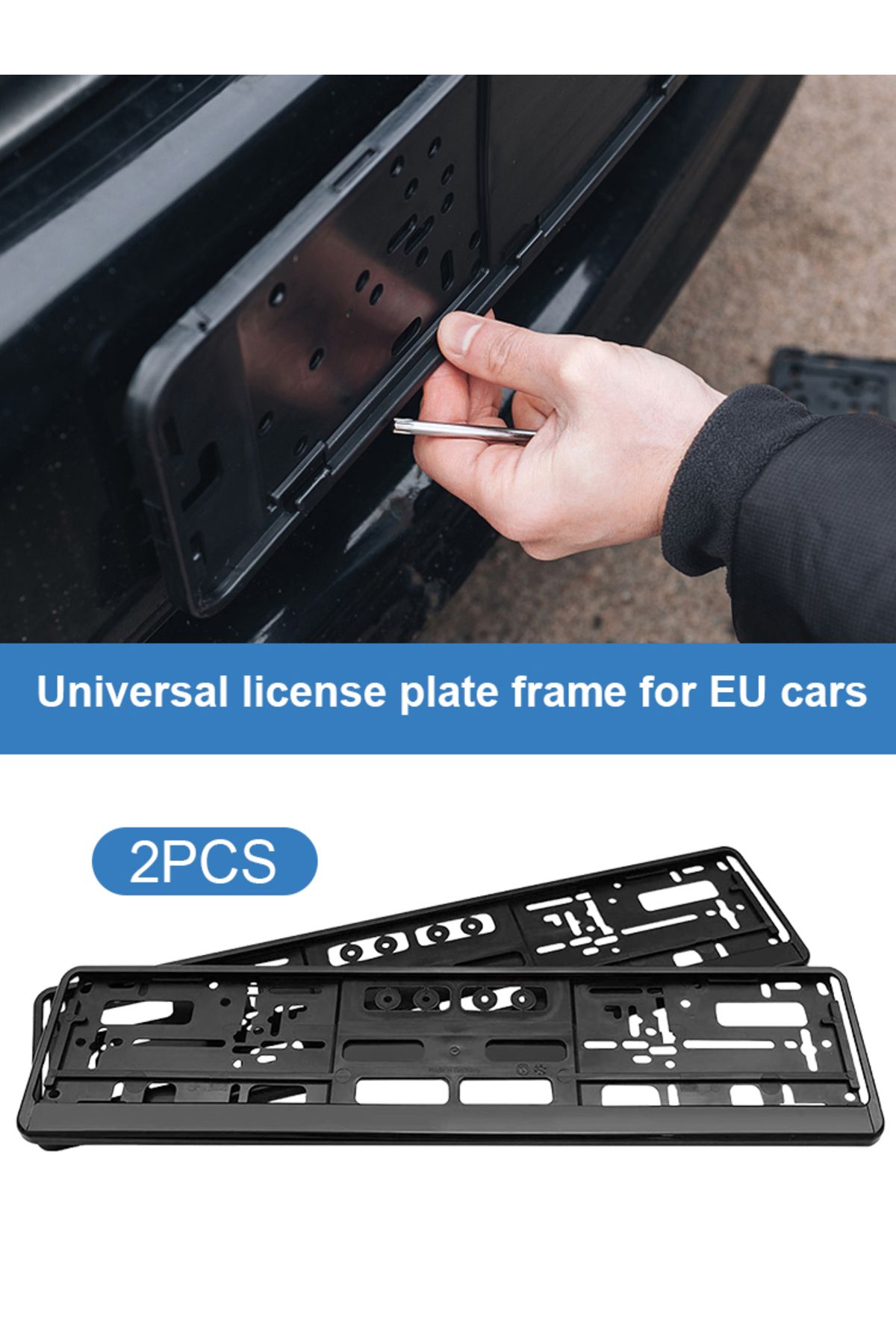 Choice-2Pcs Number Plate Holder Black License Plate Holder Mount EU Standard License Plate Frame Cover A... 7