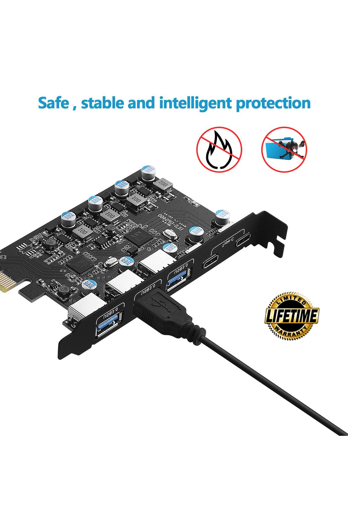 IRhasta-5Gbps USB 3.2 Gen1 USBC PCIE Card Hub USB 3.0 PCI Express Board PCI-E USB3.0 Adapter Multiplier U... 6
