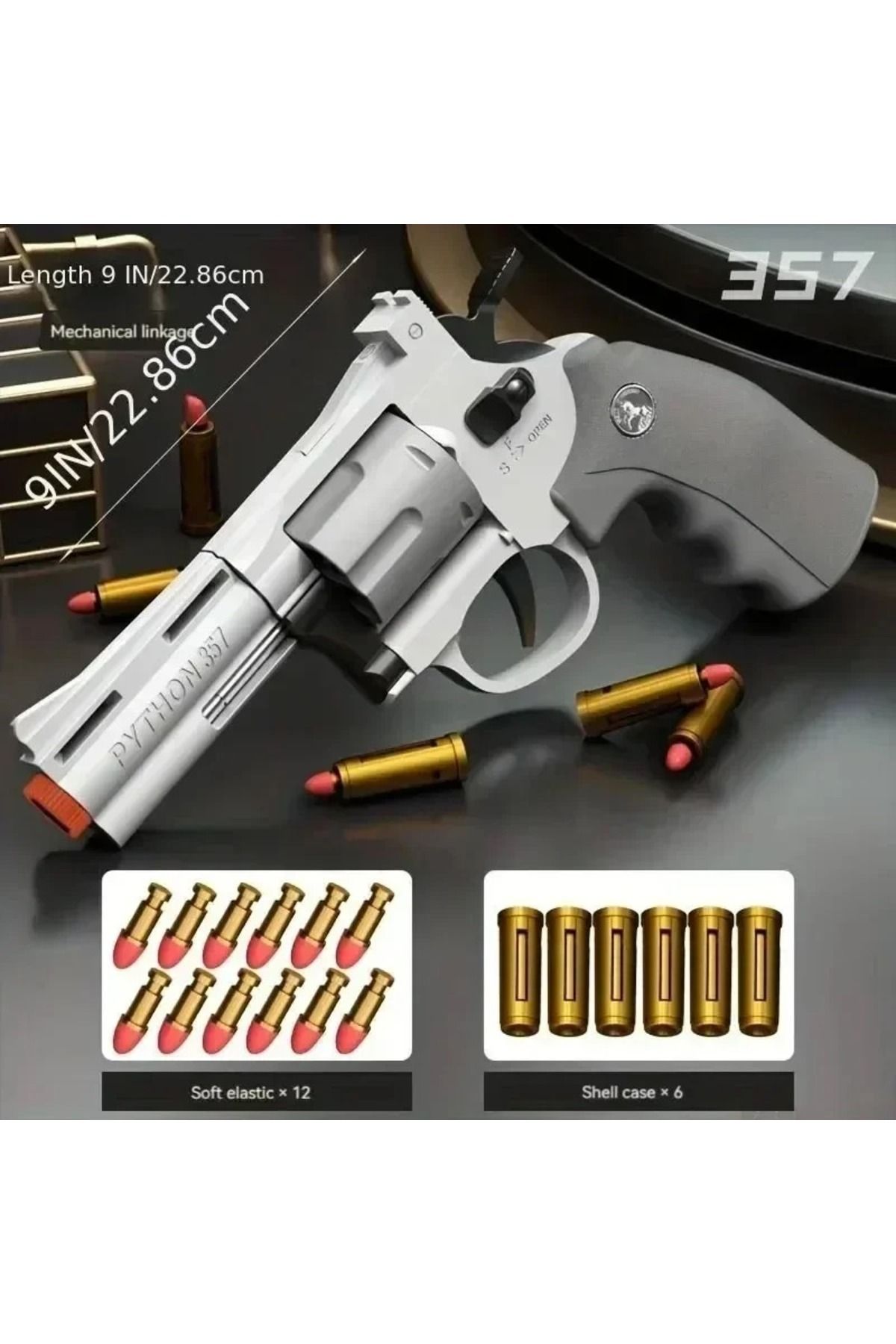 XZCAI-Magnum Zp-5 357 Long Alloy Revolver Soft Bullet Can Be Fired Pistol Boy Simulation Toy Repeating ... 6