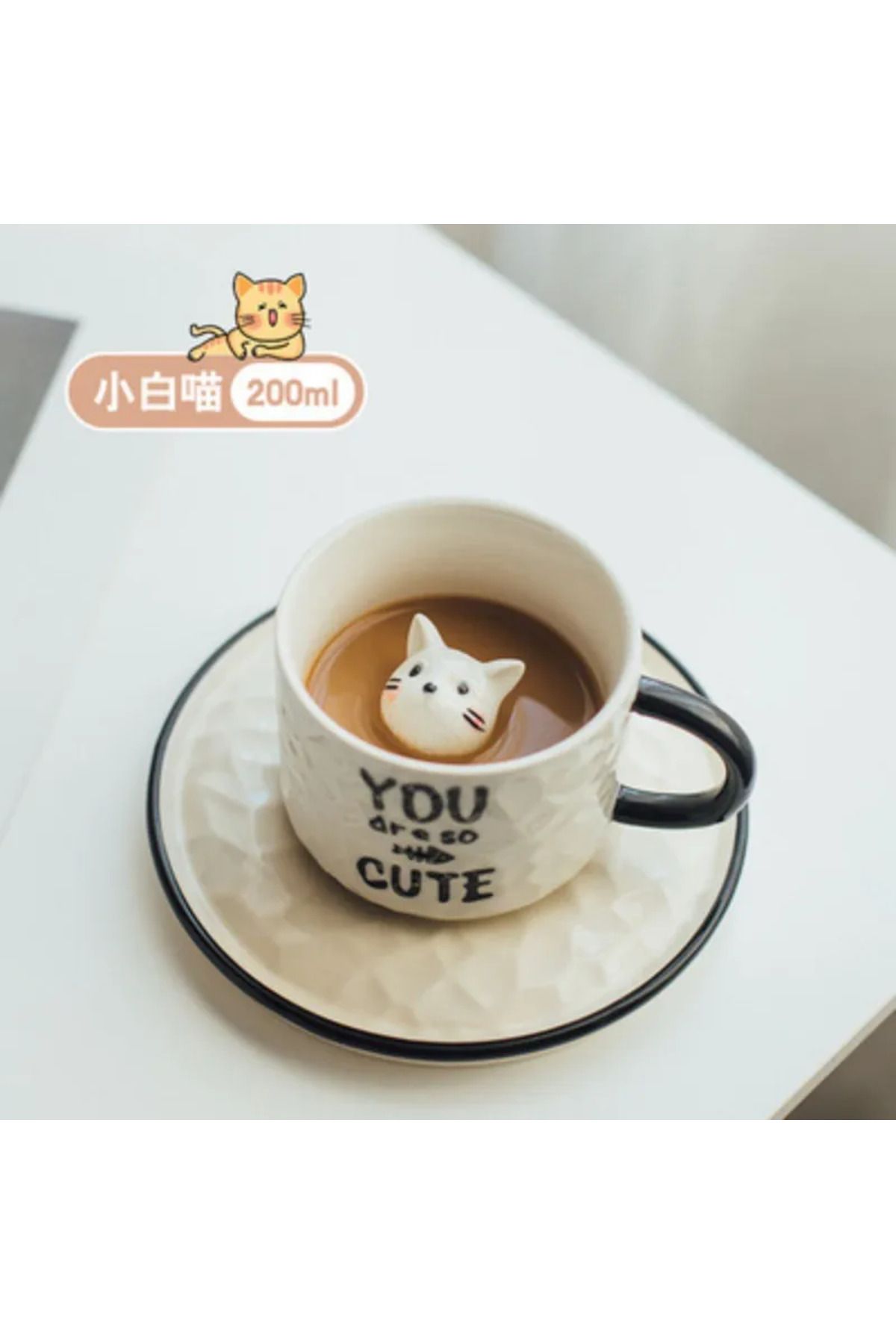 Choice-Cute kitten Ceramic cat Claw Cup Cup Bottom Animal Water cup Girl cat cup coffee three-dimensiona... 1