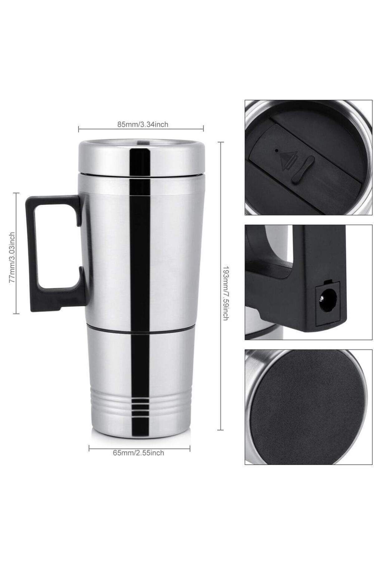 Choice-SEAMETAL 12V 24V 300ML Car Heating Cup Stainless Steel Electric Kettle Water Coffee Milk Thermal ... 3