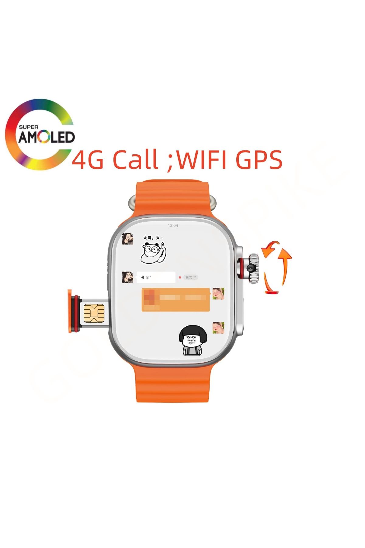 Choice-Android 9.0 Smartwatch 4G S9 Ultra With 800W Camera 448*528 Amoled GPS WIFI Google Play Store Hea... 2
