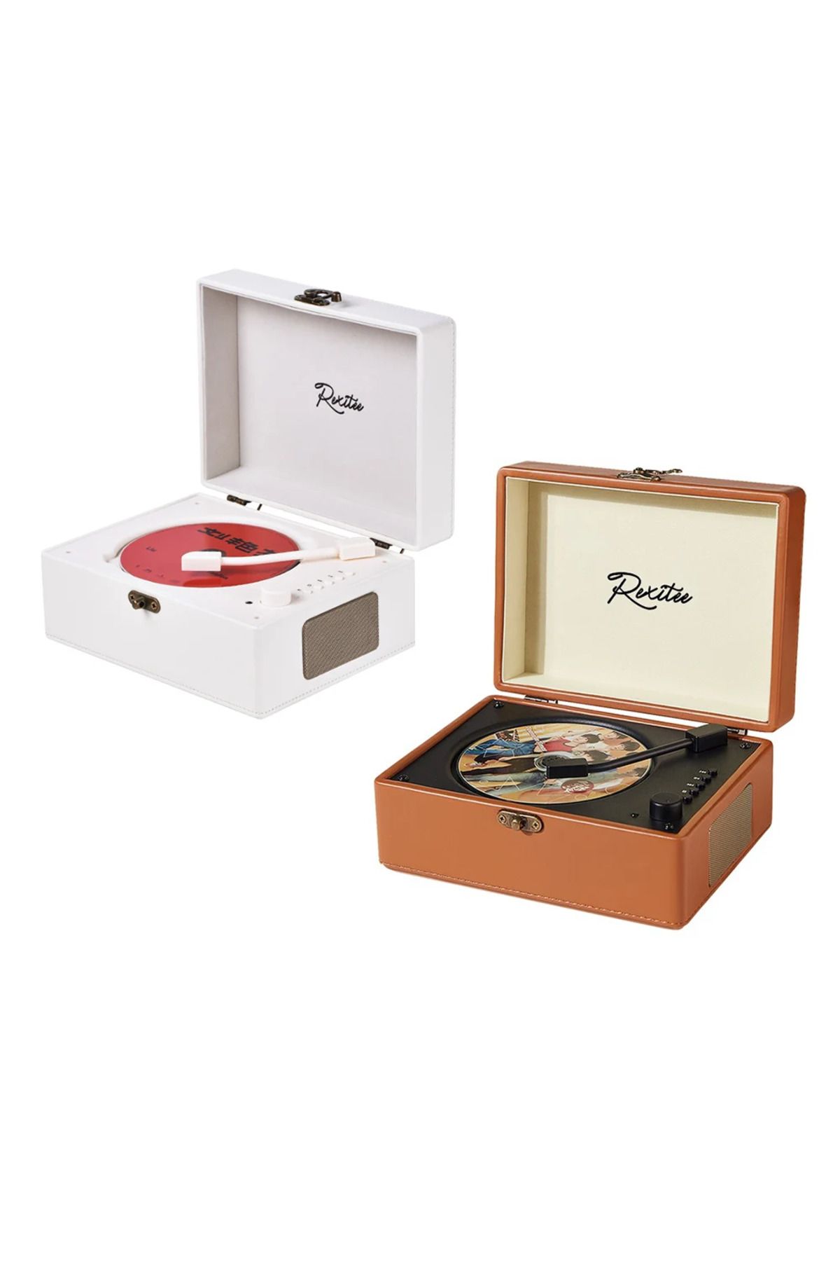 Choice-Vintage Leather CD Player Two-way Bluetooth 5.0 Built-in Speaker Portable Rechargeable CD Music P... 2