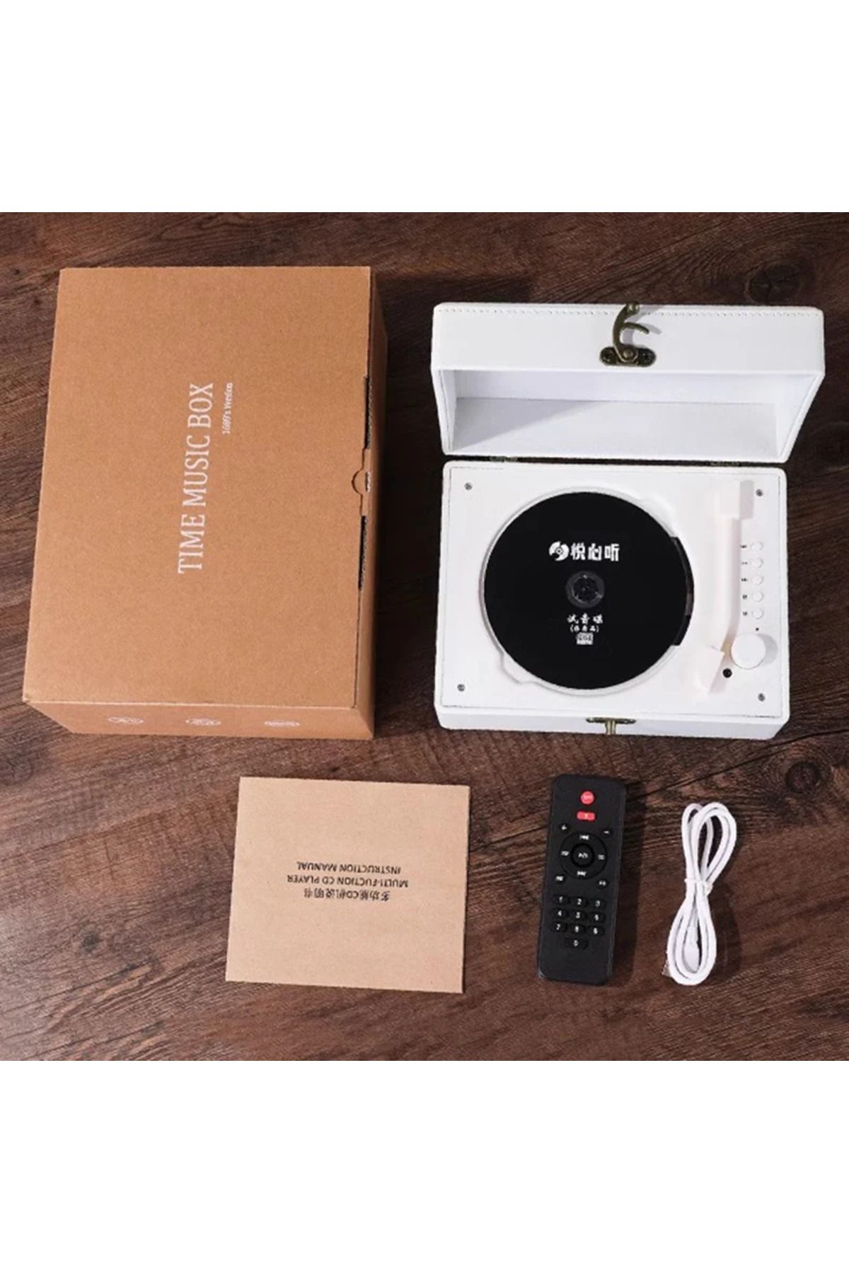 Choice-Vintage Leather CD Player Two-way Bluetooth 5.0 Built-in Speaker Portable Rechargeable CD Music P... 7