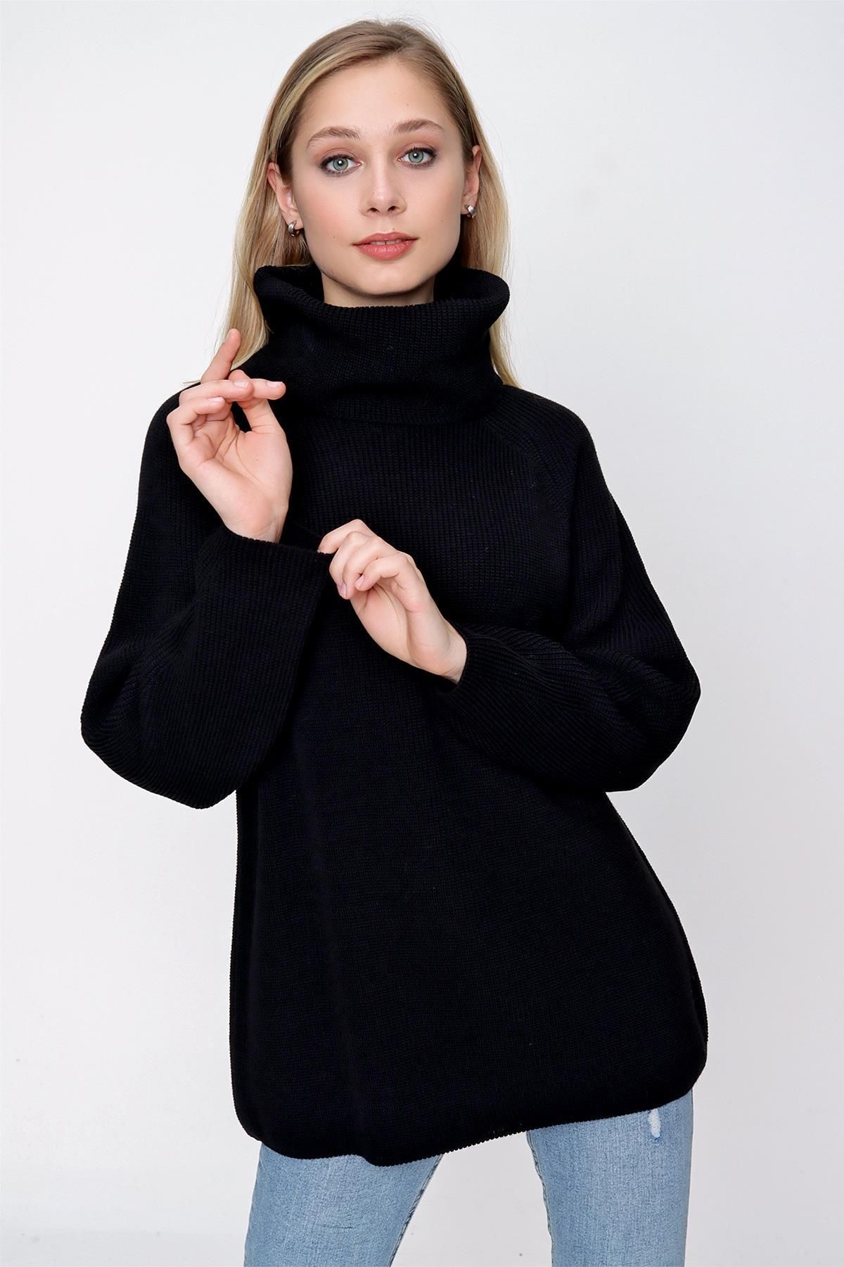 CHUBA-Pulover de damă cu guler Degaje lung Thessaloniki tricotaj negru 22wk258 3
