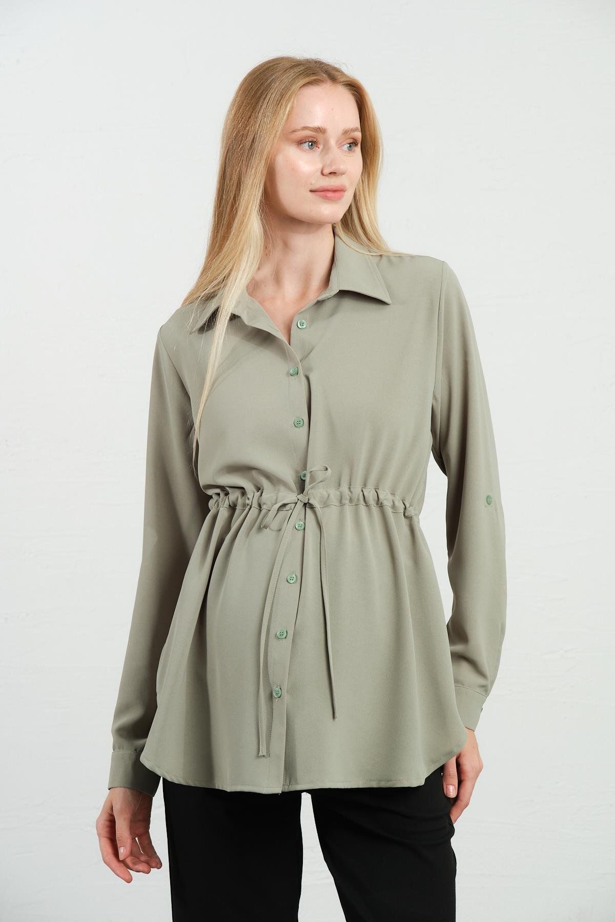 BUSA-Çağla - Maternity Waist Lace-Up Long Sleeve Shirt 2