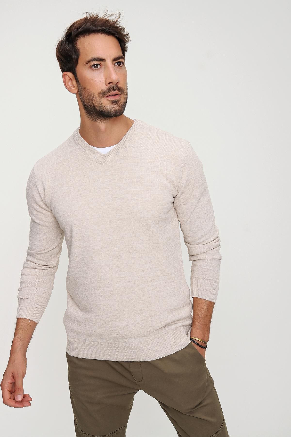 CHUBA-Men's Stone V-Neck Knitwear Sweater 20w151 3